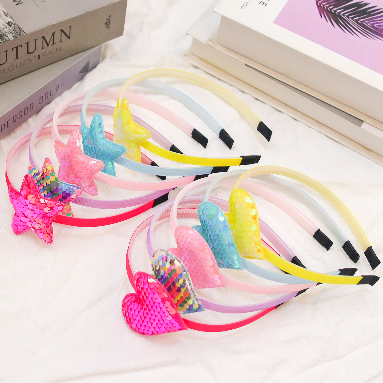 Fashion Glitter Star Headbands for Girls Cute Sequin Heart Hairbands Kids Party Headbands Children Girls Hair Accessories