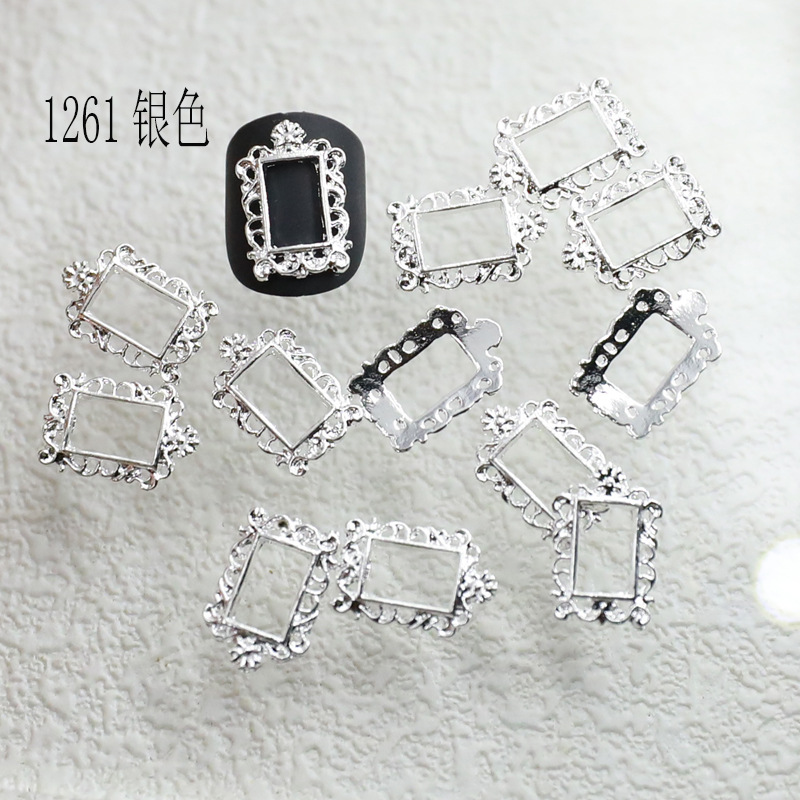 20 Stück Vintage Nail Art Rahmen vier Farben Multi-Formen Retro Legierung Nageldesigns Charms große Edelsteine für Nagelzubehör 2025 – Detail 22