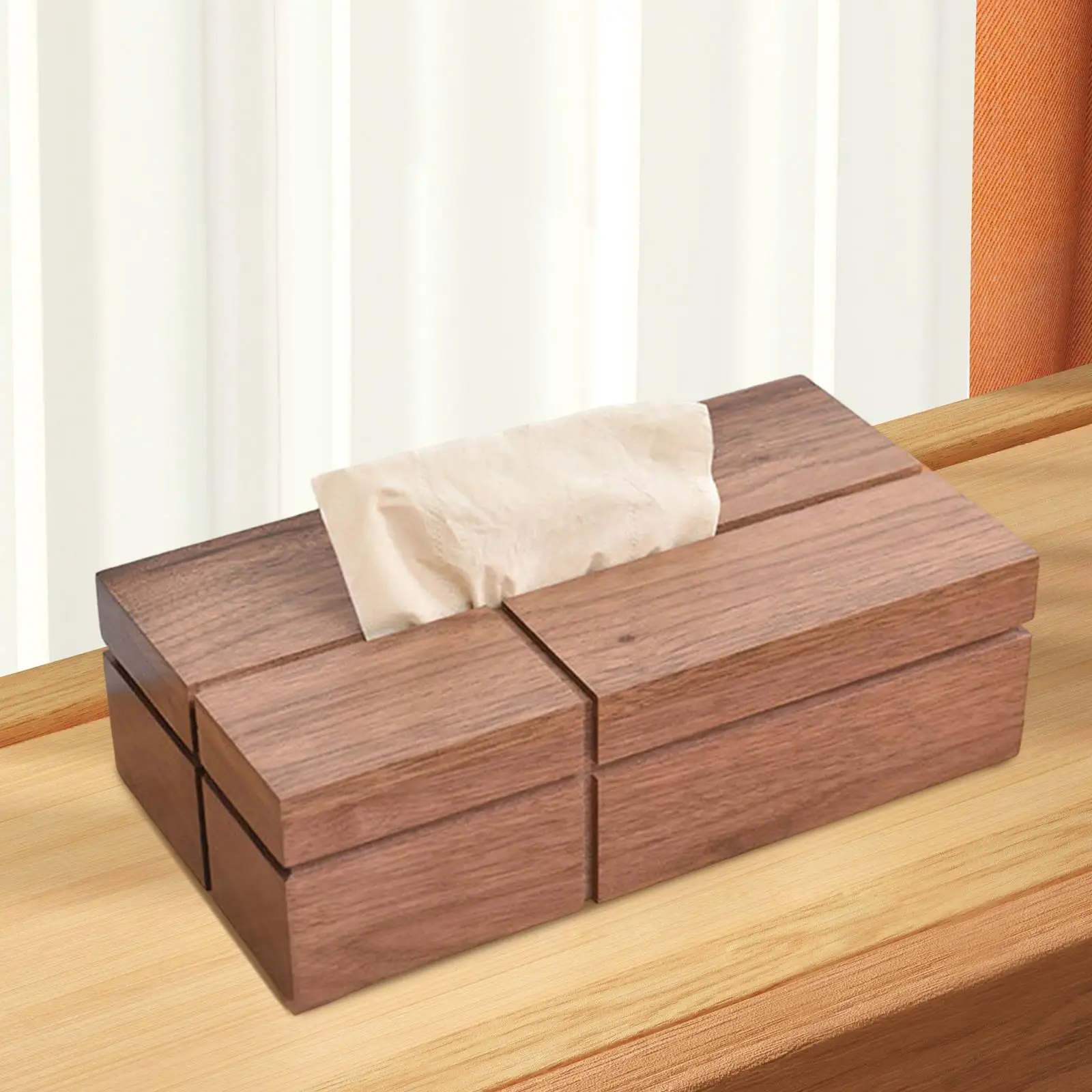 Walnut Wood Napkin Holder Case Decorative Rectangle Organizer Retro Tissue Holder Facial Tissue Box Cover for Bedroom Tabletop