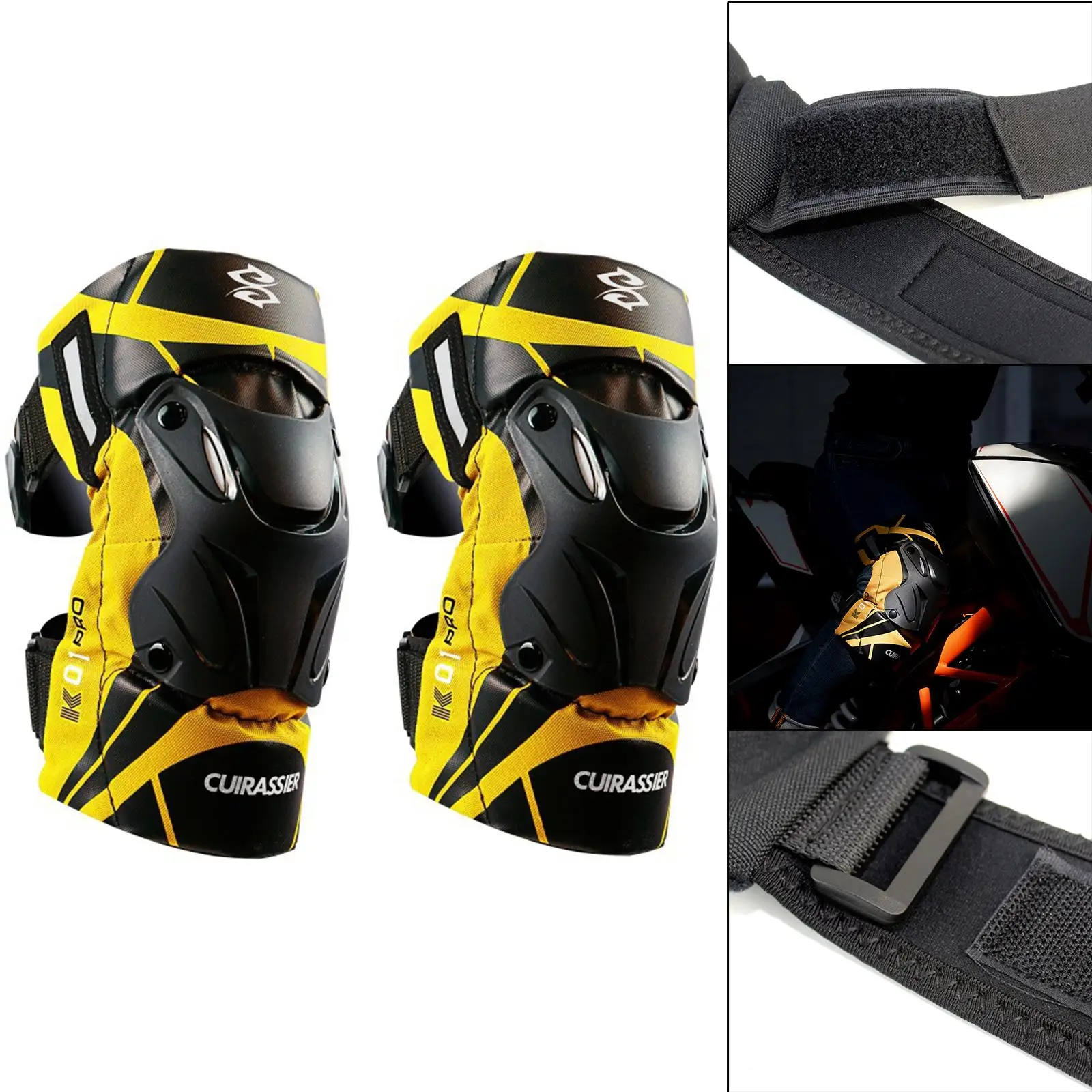 2 Pieces K01-3 Motorcycle Knee Pads Protection Adjustable Guard for Motocross Racing Unisex Reflective Moisture Proof Adult