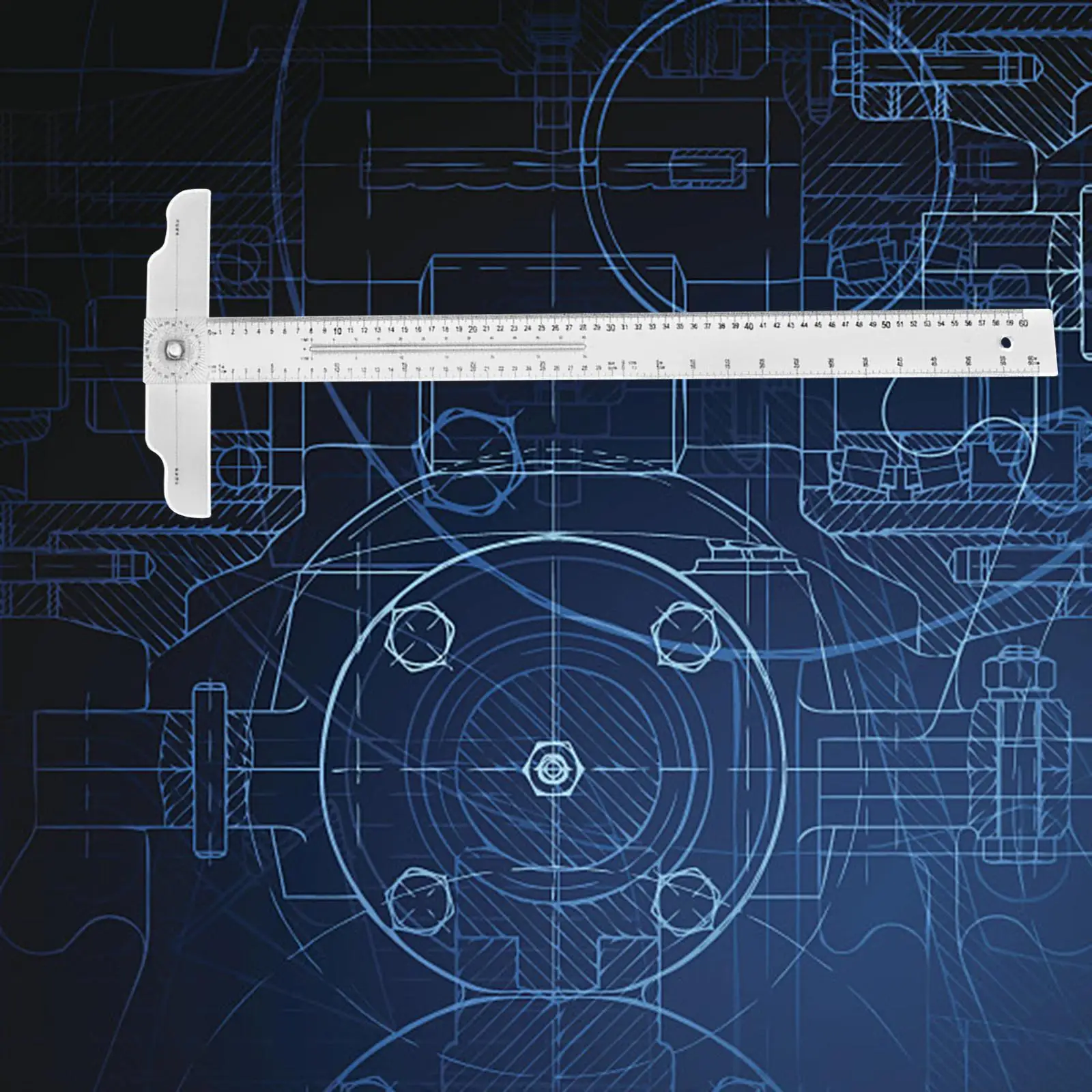 60cm T Square Ruler Rotating Transparent Angle Ruler Angle Measure Tool Multi Function for Woodworking Drafting Engineering