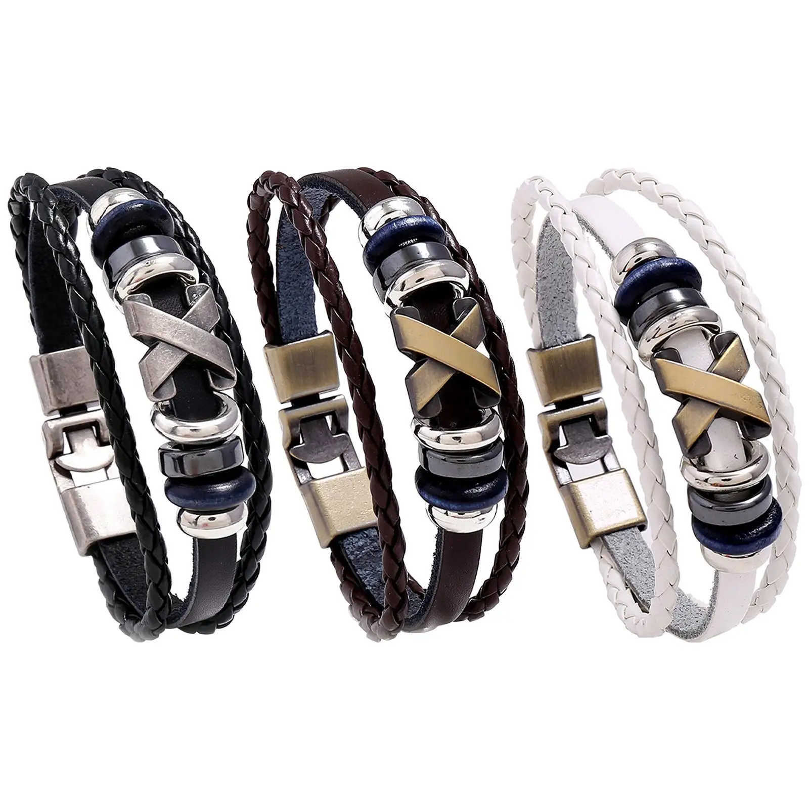 Fashion Braided Leather Bracelet Bangles Cuff Wrap Bracelet Leather Bracelet