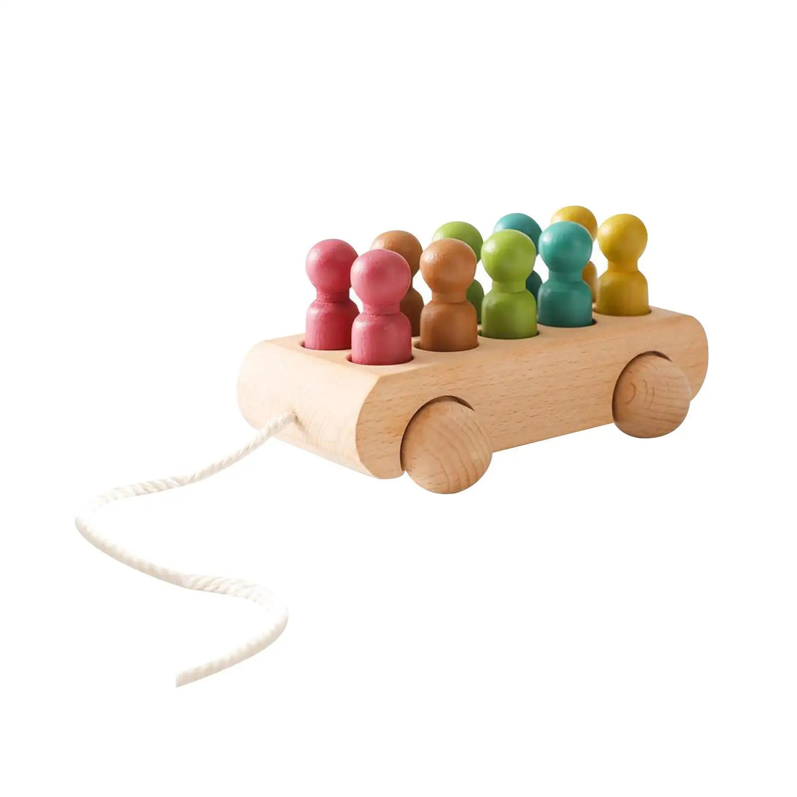 Toddlers Wooden Cars with Rope Color Perception for Birthday Early Education