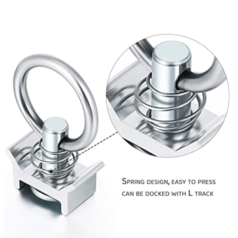 1/6/10Pcs L-Track Single Ring (Spring Loaded) Tie Down Anchors