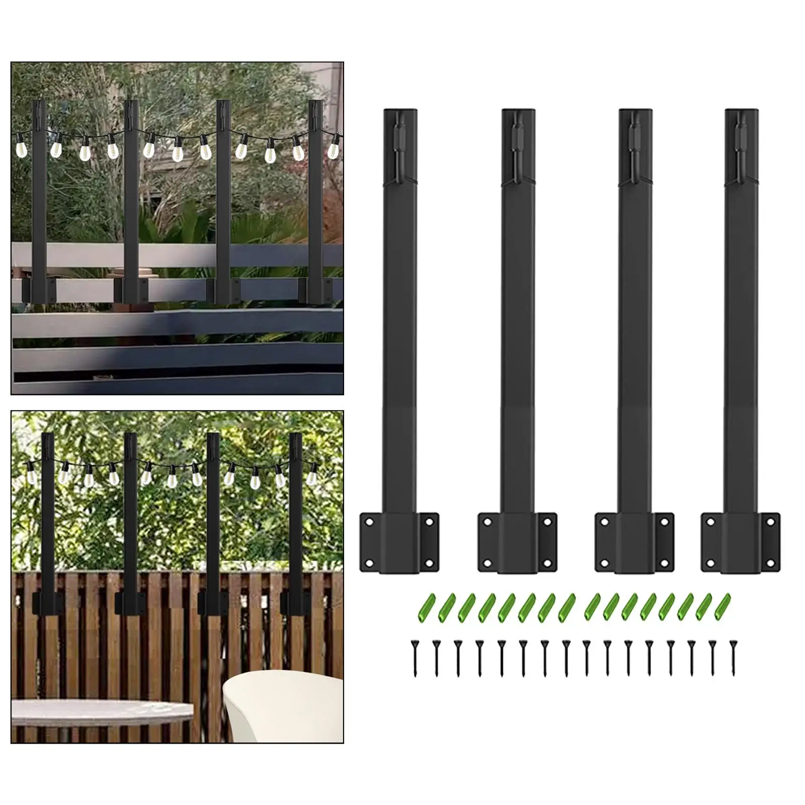 4 Pieces String Light Poles for Outside Heavy Duty 395 mm for Fence Holiday