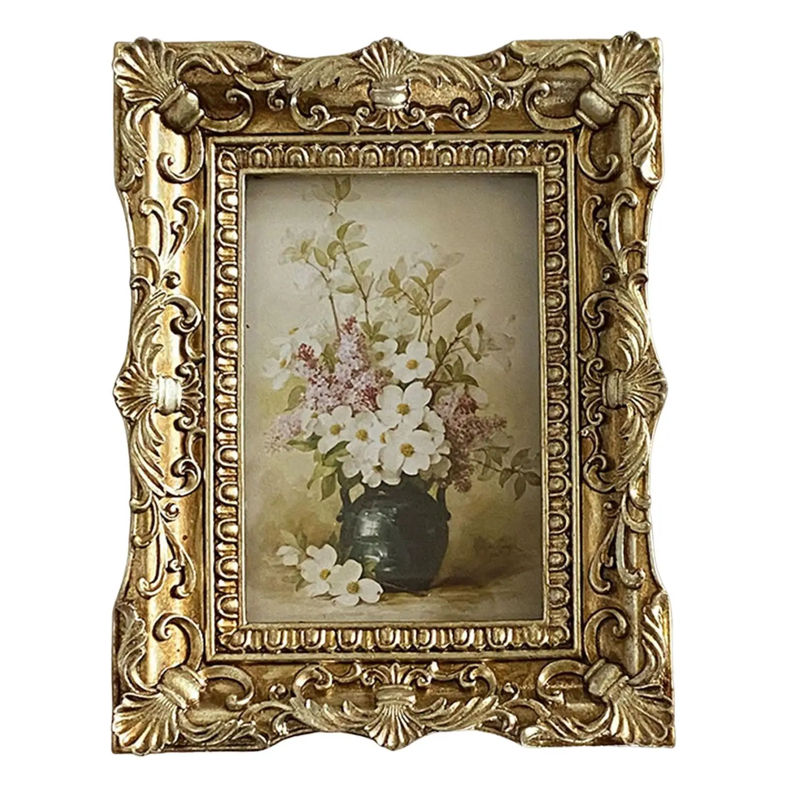 Photo Frame Picture Display Holder Tabletop Hanging Ornate for Holiday Decor