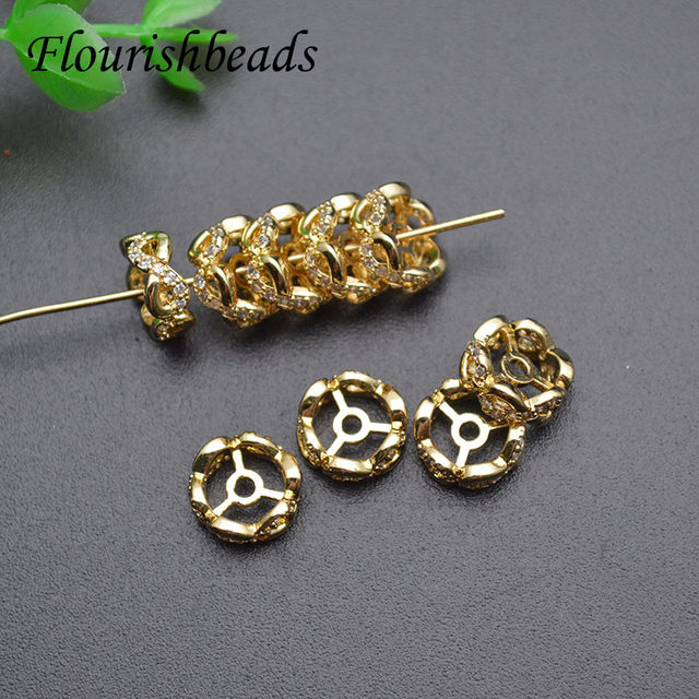 Wholesale 8mm Nickel Free Gold Color Flower Spacer Bead End Caps