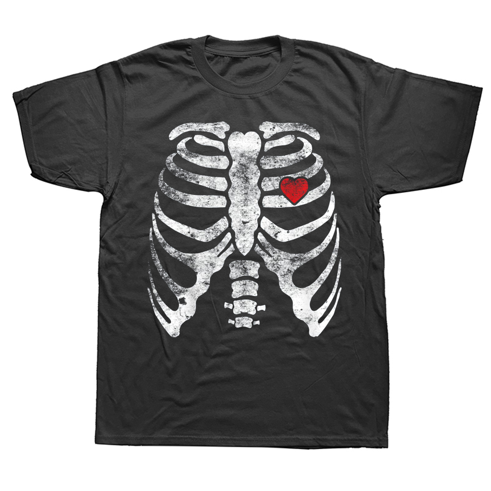 Skelett Herz Röntgen Erwachsene Lustige Halloween T Shirts Grafik Baumwolle Streetwear Kurzarm Geburtstag Geschenke Sommer T-shirt – Detail 2