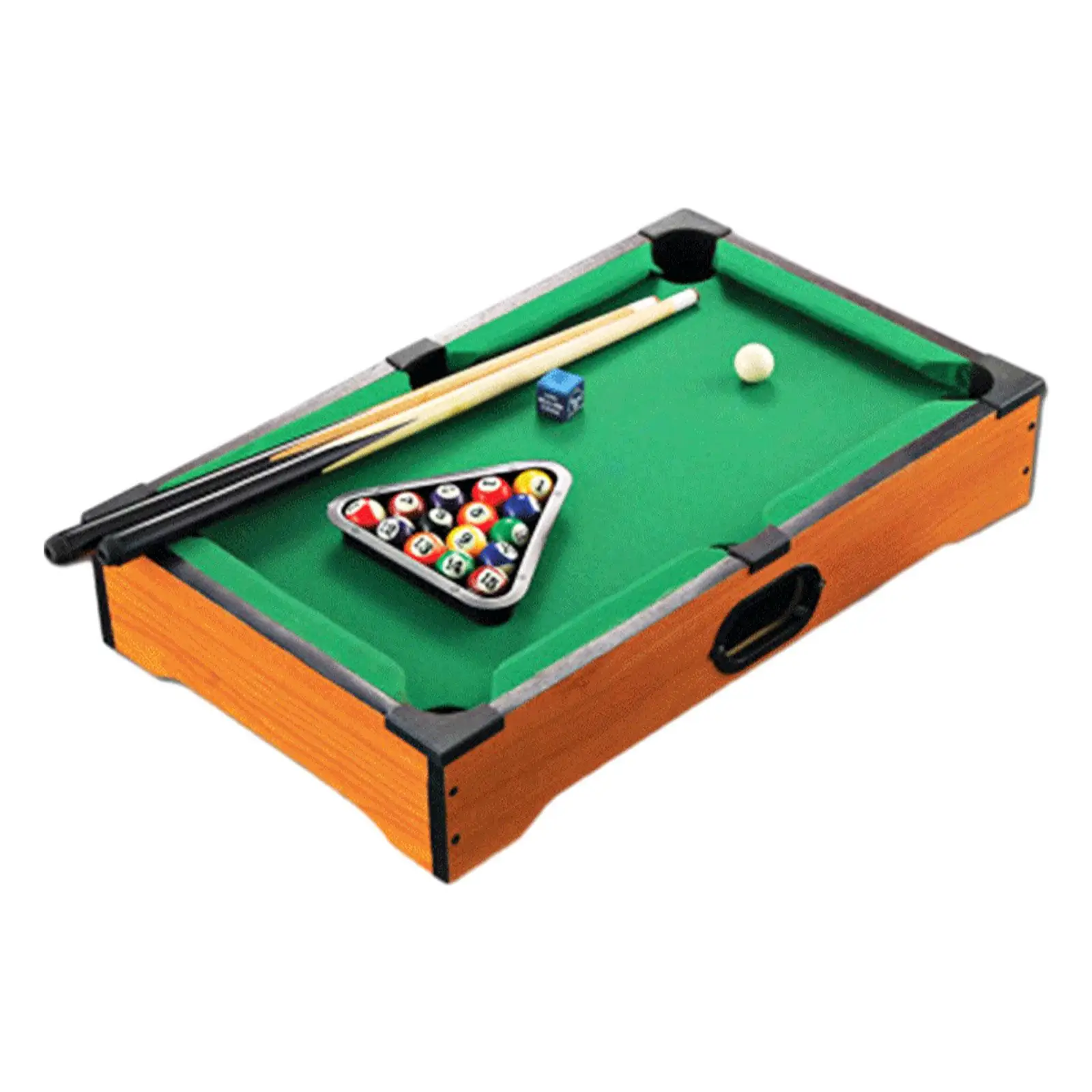 Mini Tabletop Pool Set Wood Balls Cues Portable Snooker Miniature Billiard Game for Desktop Game Room Living Room Travel Kids