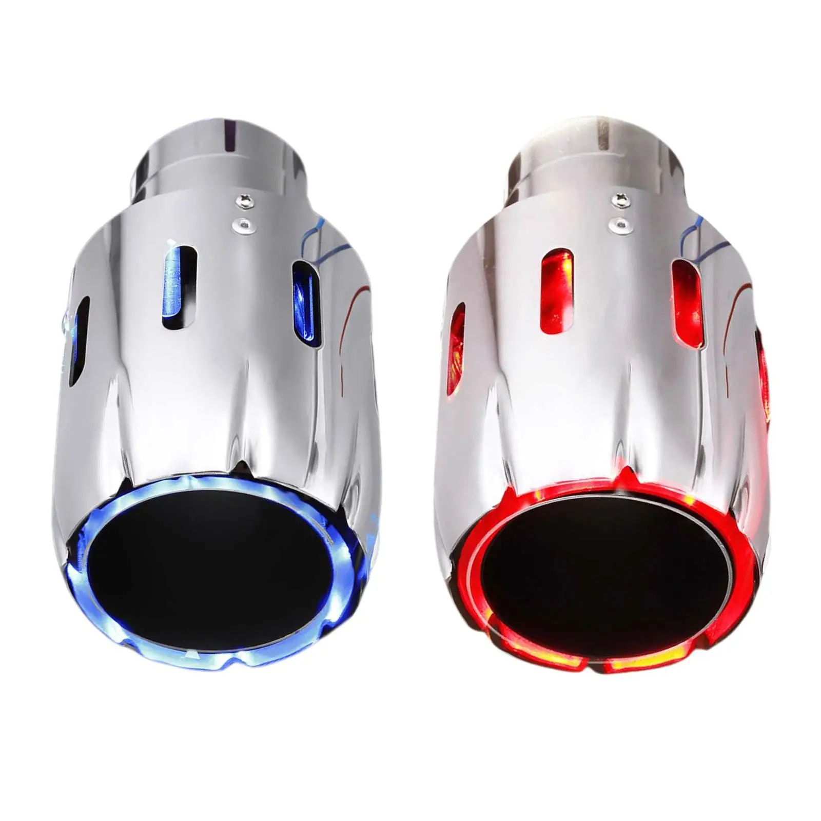 Unil Car Exhaust Tail Throat Blue Red LED Stainle Steel muffler Spray Device Light Modulator Styling 63mm