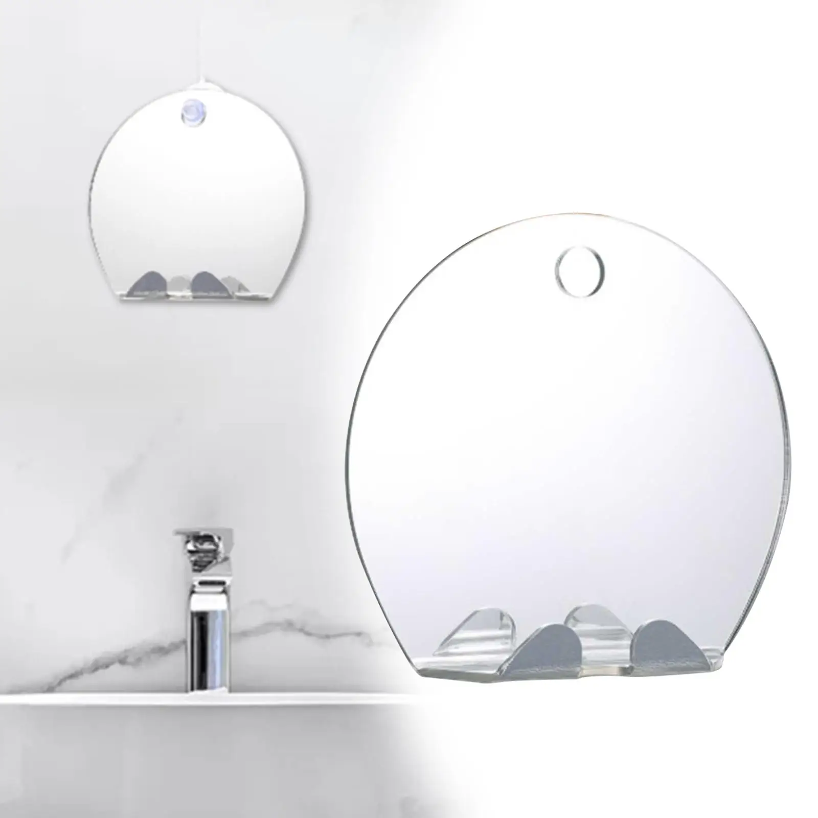 Unbreakable Acrylic Anti Fog Mirror Bathroom Shower Shaving Fogless Mirror Washroom Travel Accessories with 2pcs Wall Suction