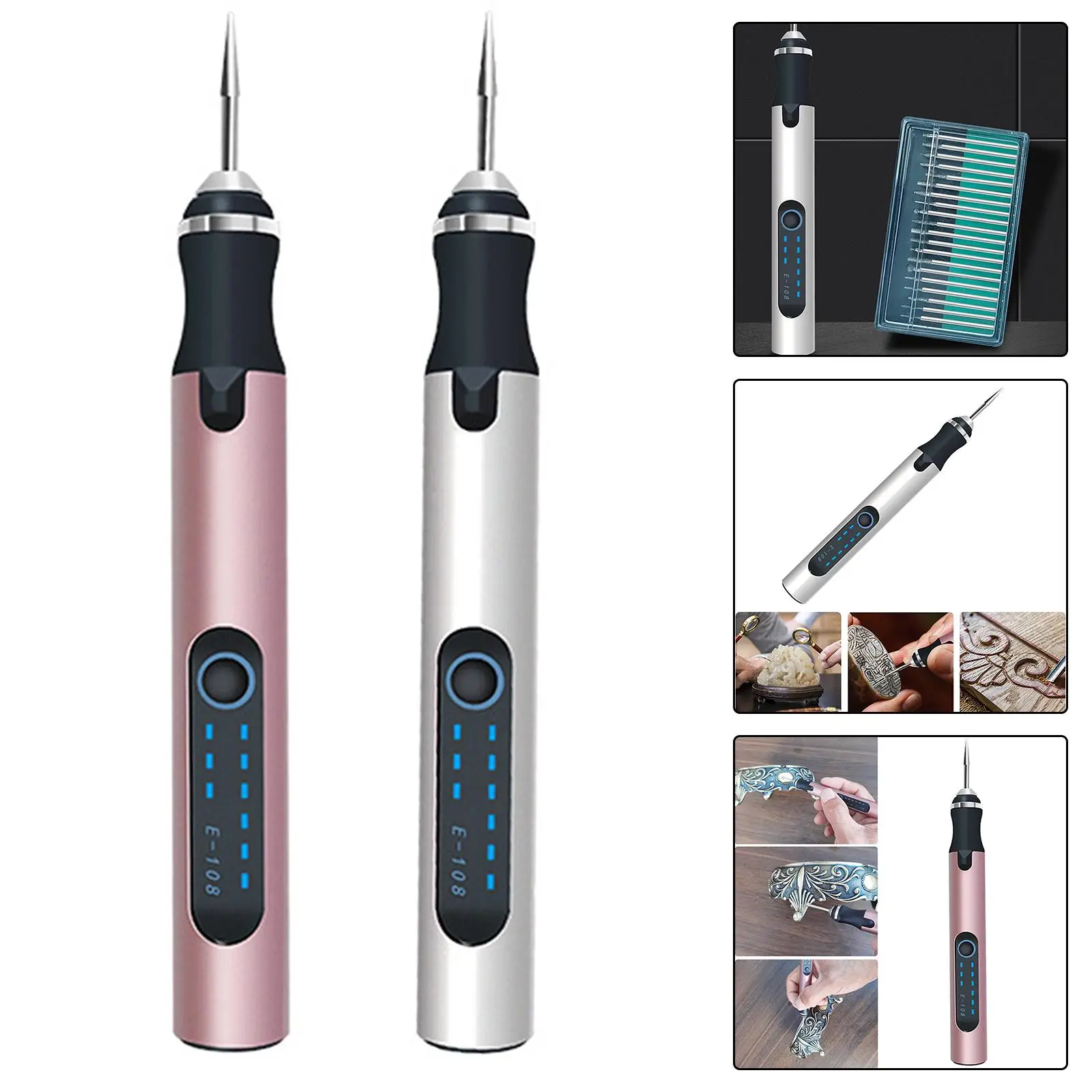 Mini Electric Grinder Drill Bit Pen Manicure Pen Polisher Sander 3-Speed USB Rechargeable Mini Grinder Drill Pen for Woodworking