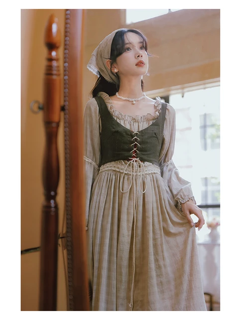 Renaissance Lady Dress Women Elegant Long Dress Medieval Dress with belt