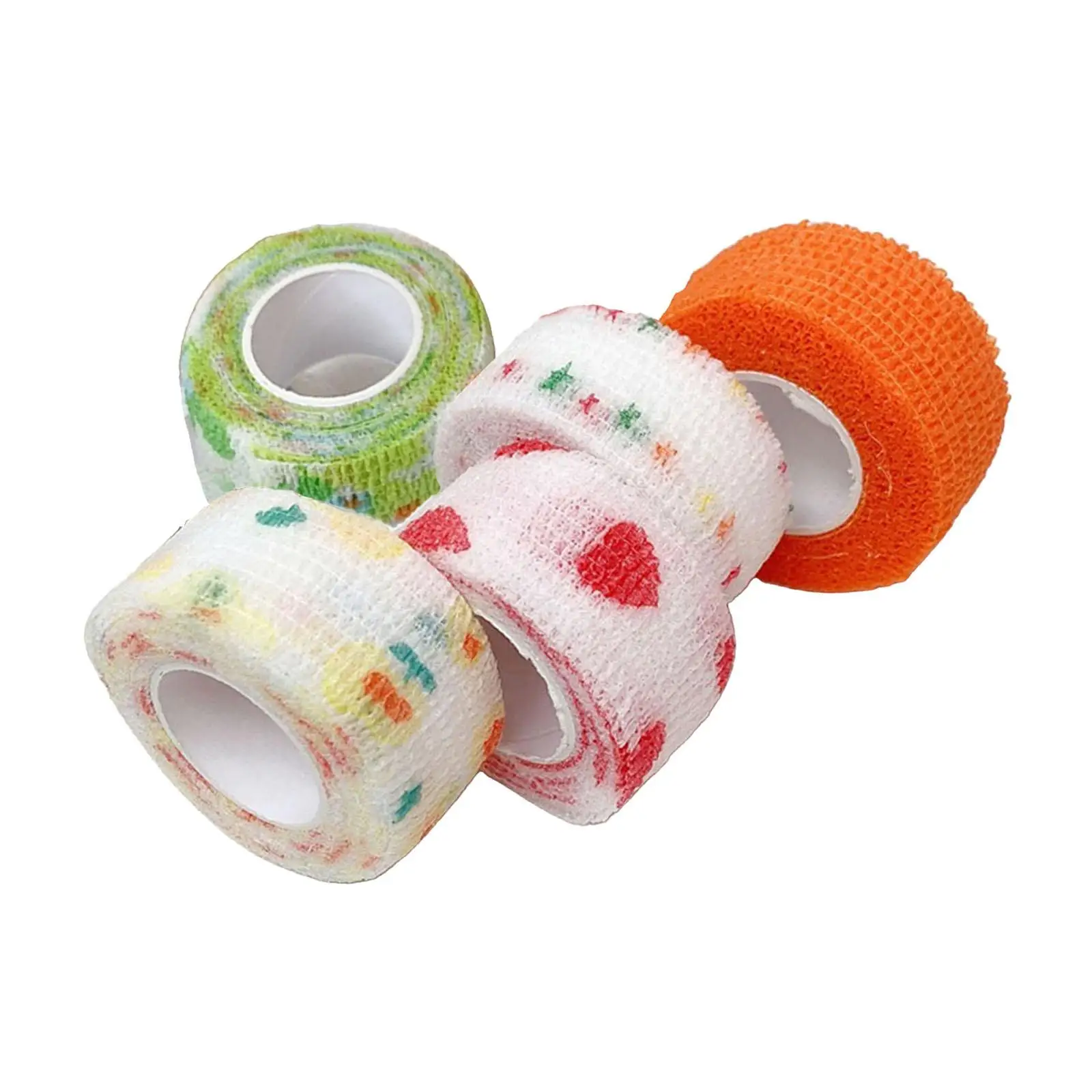 5Pcs Self Adherent Cohesive Bandages Non Woven Elastic Cover Width 2.5cm Random Color Waterproof for Nail 