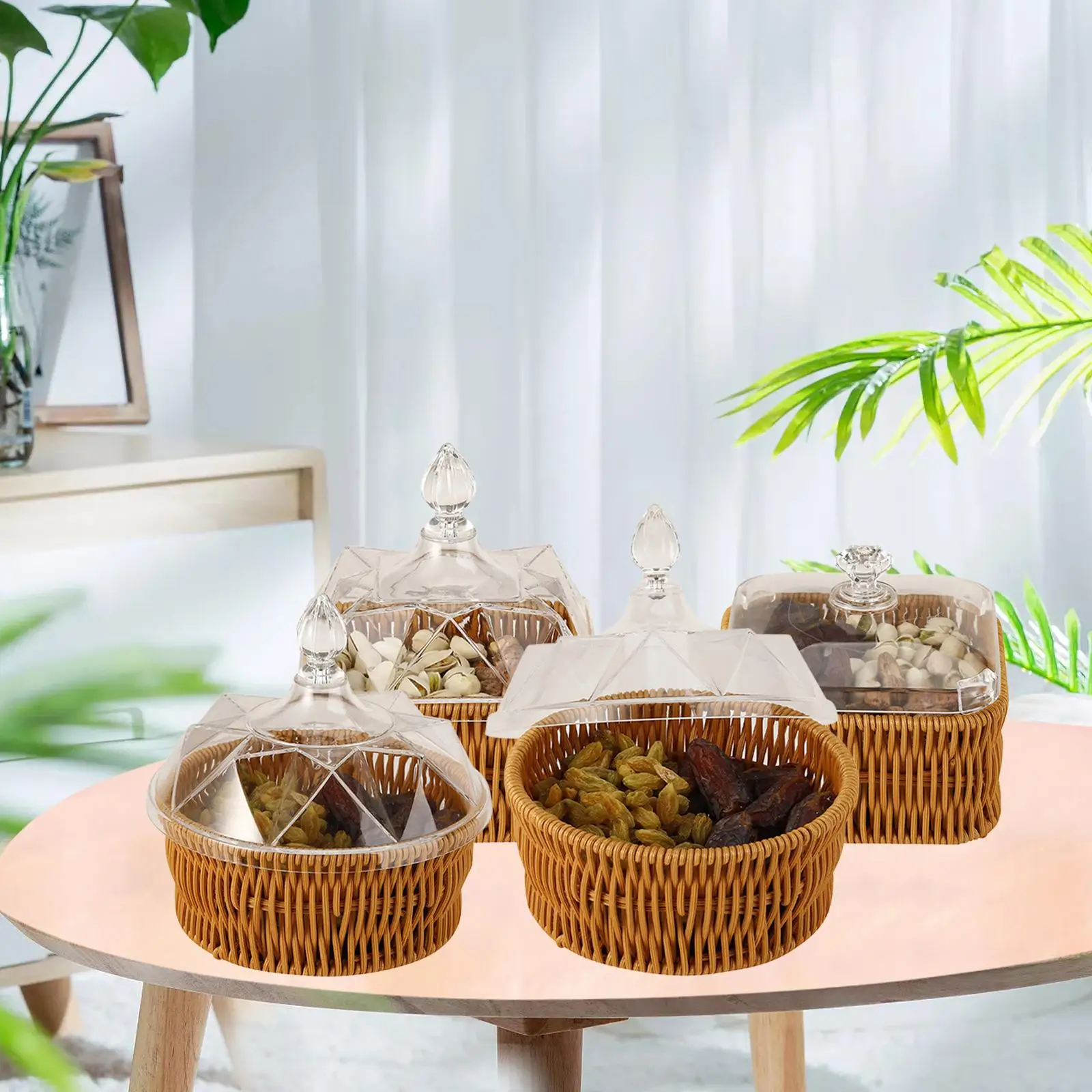 Wicker Basket Candy Storage Storage Bowls Table Organizer Multipurpose Fruit Bowl Dessert Holder for Restaurant Bathroom Decor