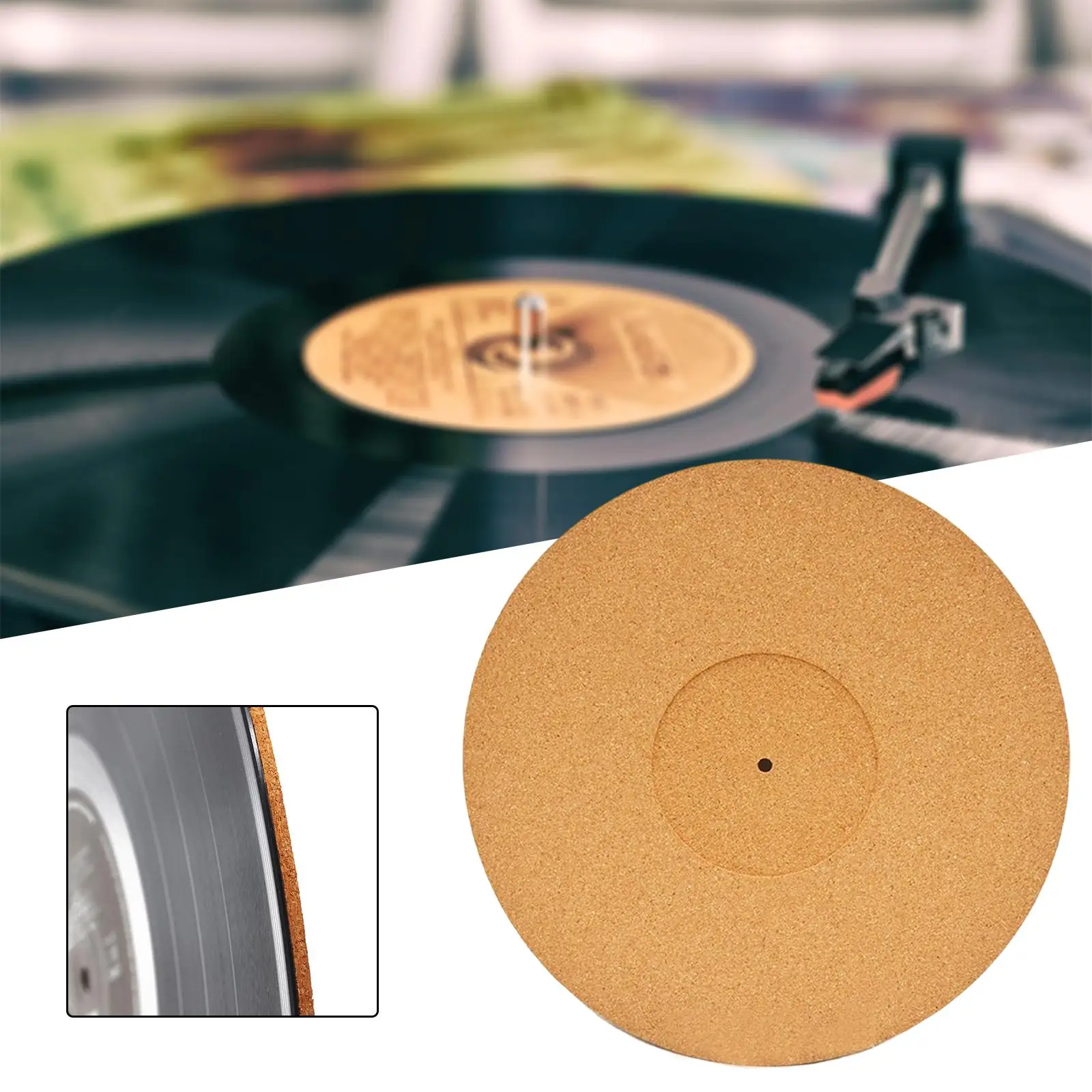 Cork Turntable Mat, Turntable Platter Mat, Phonograph Slip Mat for Record Players