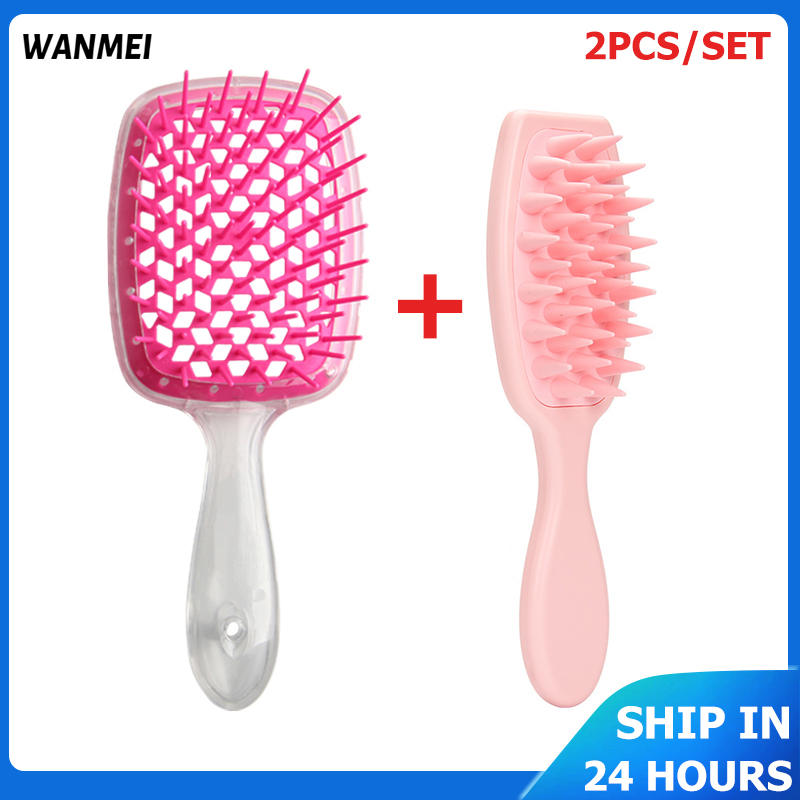 Best of 2pcs / set Scalp Massage Wet Dry Comb Demelante Brush Janeke Original Comb Hollow Combs расчески Salon Barber Hair Brushes Kit Reviews & Tips