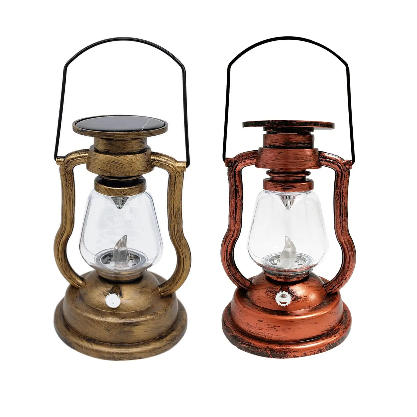 LED Camping Lanterns Solar Waterproof Night Light Handheld or Hanging Outdoors Retro Style Camping Lamp for Fence Pathway Decor