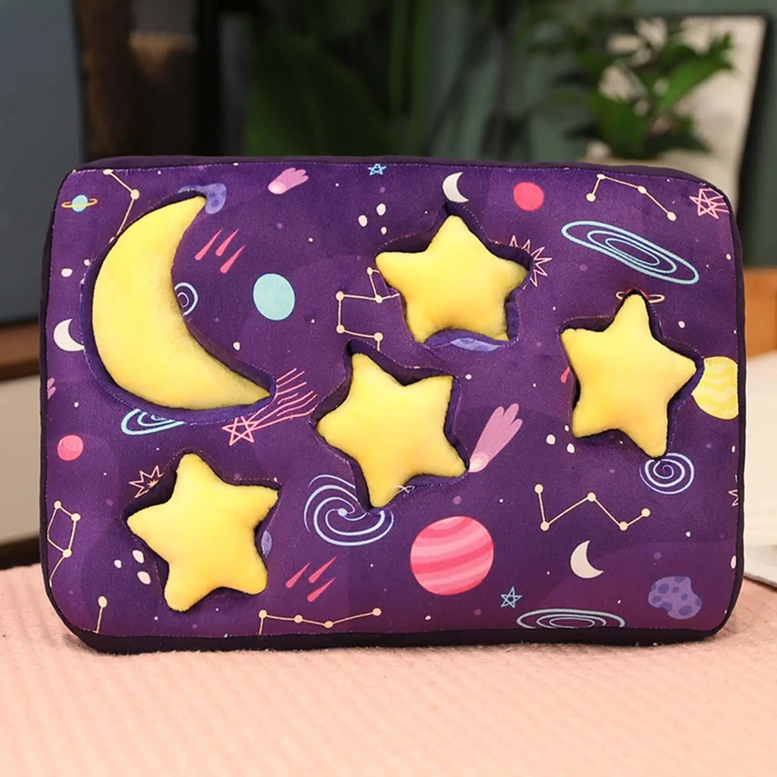 Cartoon Star Moon Outer Space Sky Decor Child Safety  Super Soft Throw    for Bedroom Toddlers Cats Dog