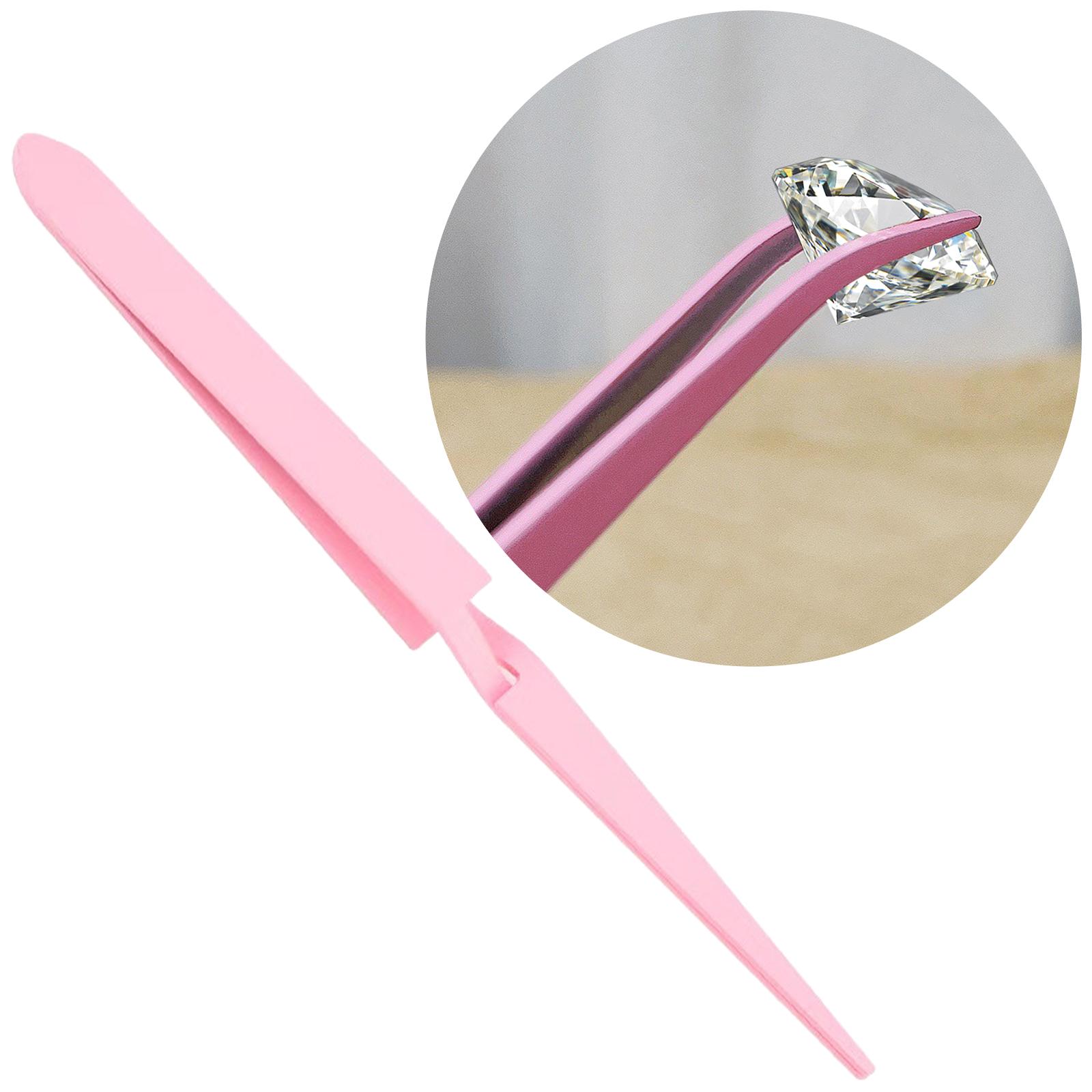 Nail Art Tweezers Manicure Rhinestones Picking Tools Nail Pincher Tweezers Tool Pink Multifunction Shaping Clip for Salon