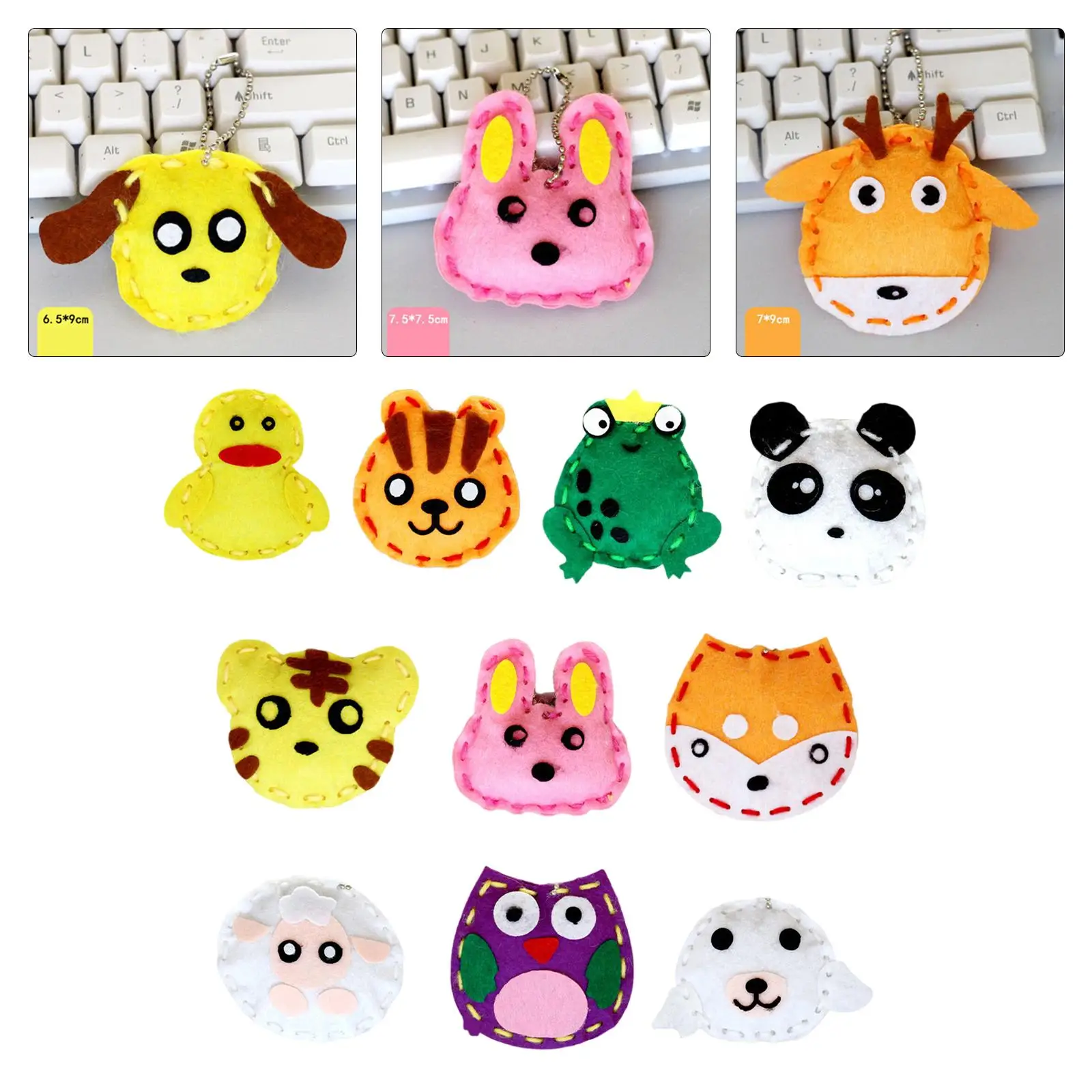 DIY Sewing Kit for Kids Beginners Lovely Animals Style Keychain DIY Girls