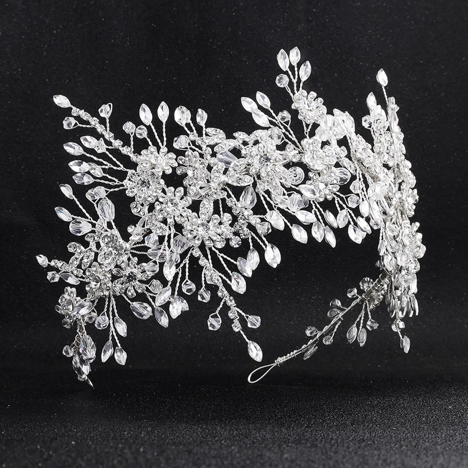 Bridal Crystal Headband tiara Crown Headwear Hair Accessories Silver Princess Rhinestone for Bride Wedding Engagement Party Prom