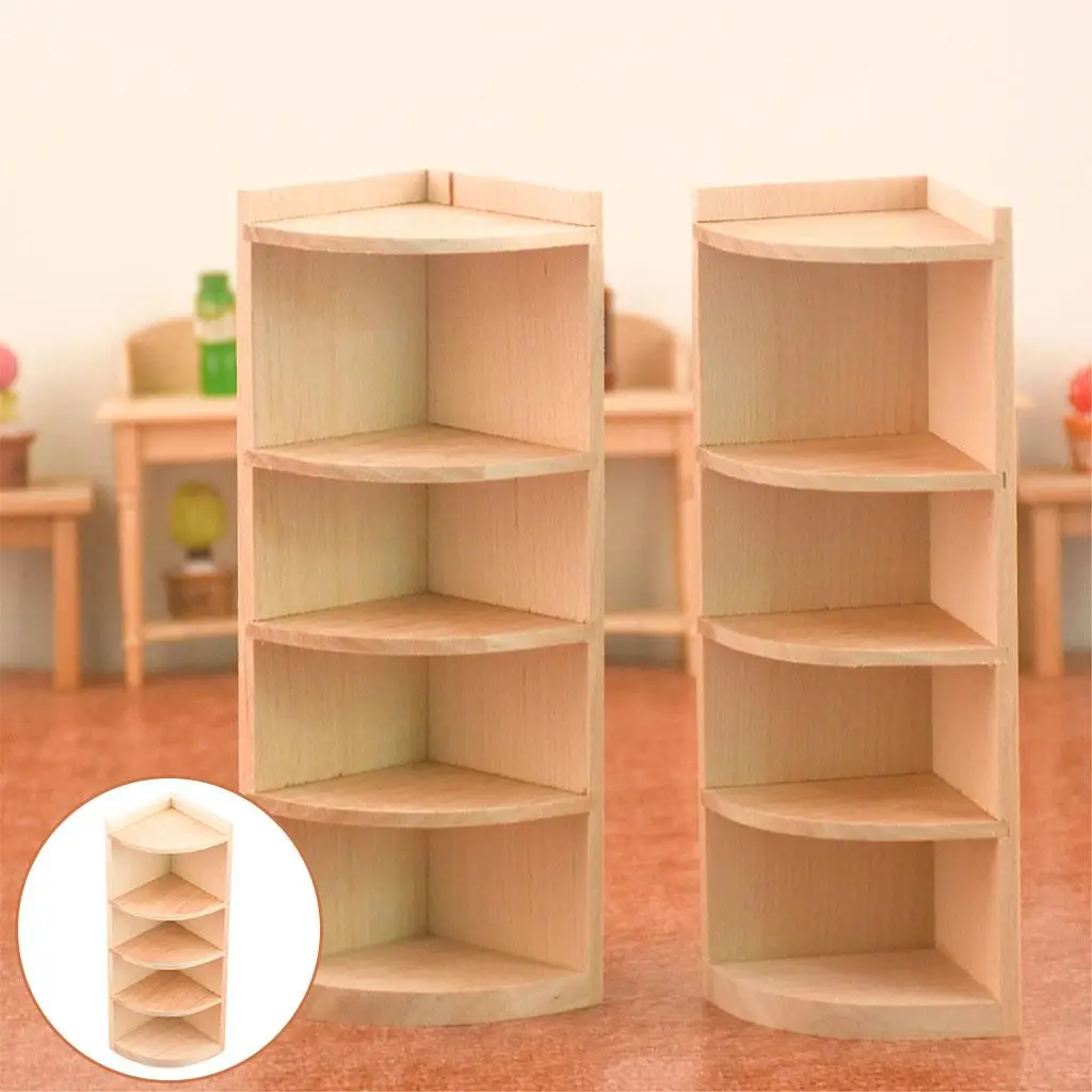 Dollhouse Furniture Multi Layer Storage Corner Cabinet 1/12 for Children