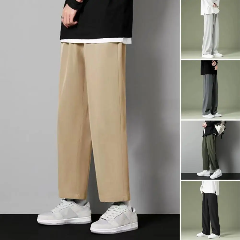 Бр��ки мужские однотонные, свободные эластичные хлопковые спортивные штаны,повседневные осенние прямые брюки