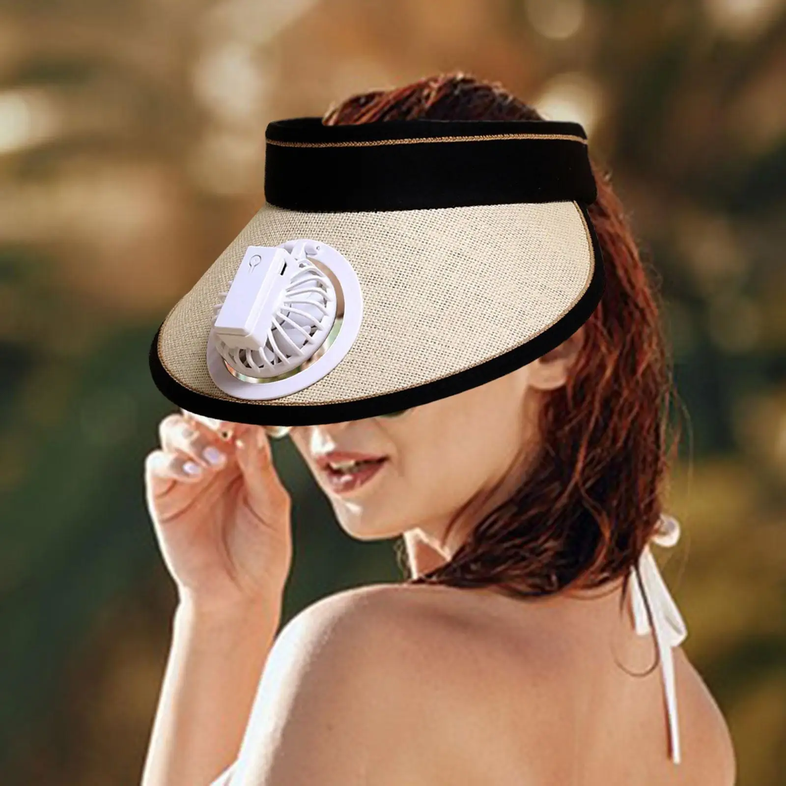 Portable Shade Fan Cap Summer Breathable and Soft Women Sun Visor Hat Beach Cap for Running Hiking Activities Tennis