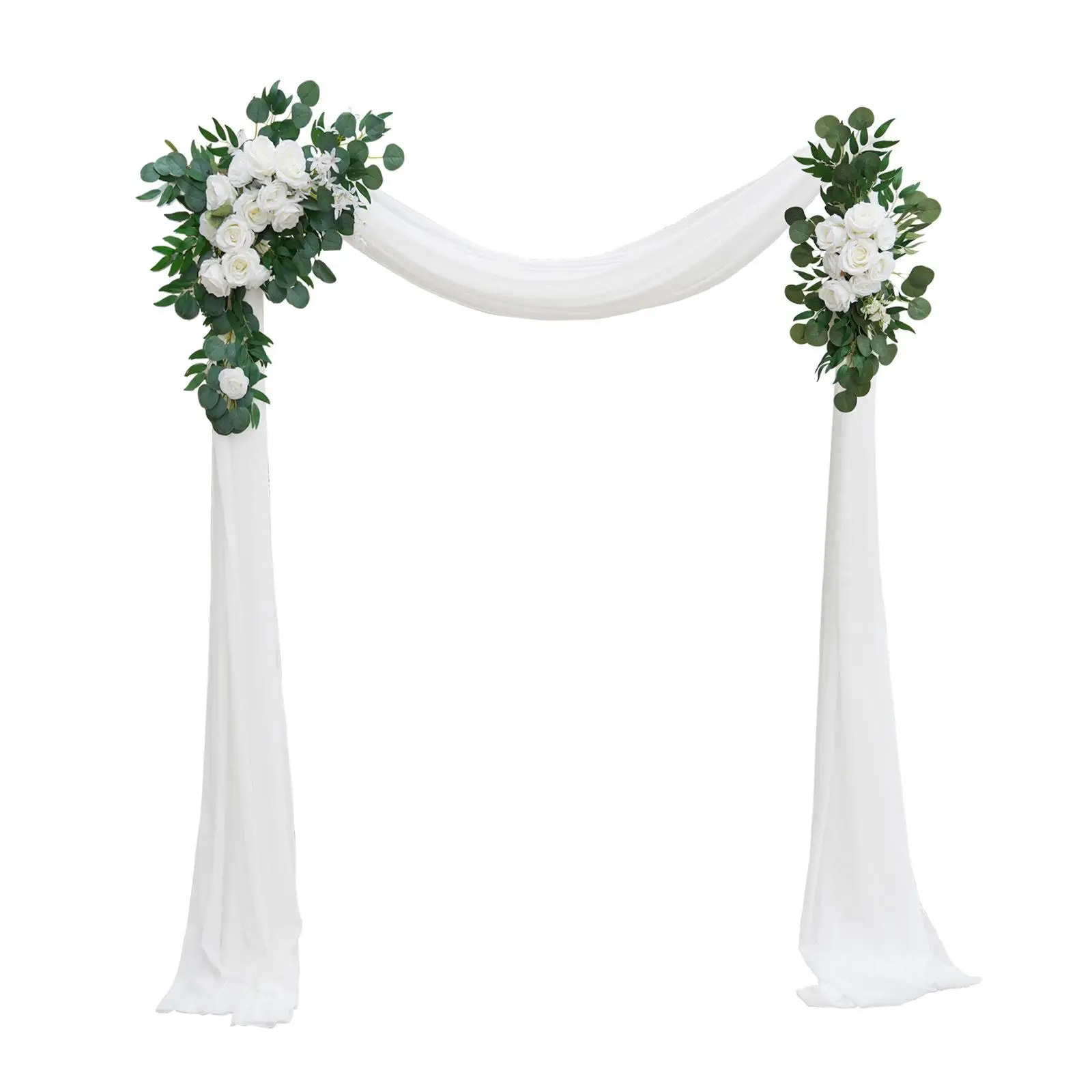 Wedding Arch Flowers Party Sheer Drapes Wedding Welcome Sign Floral Swag
