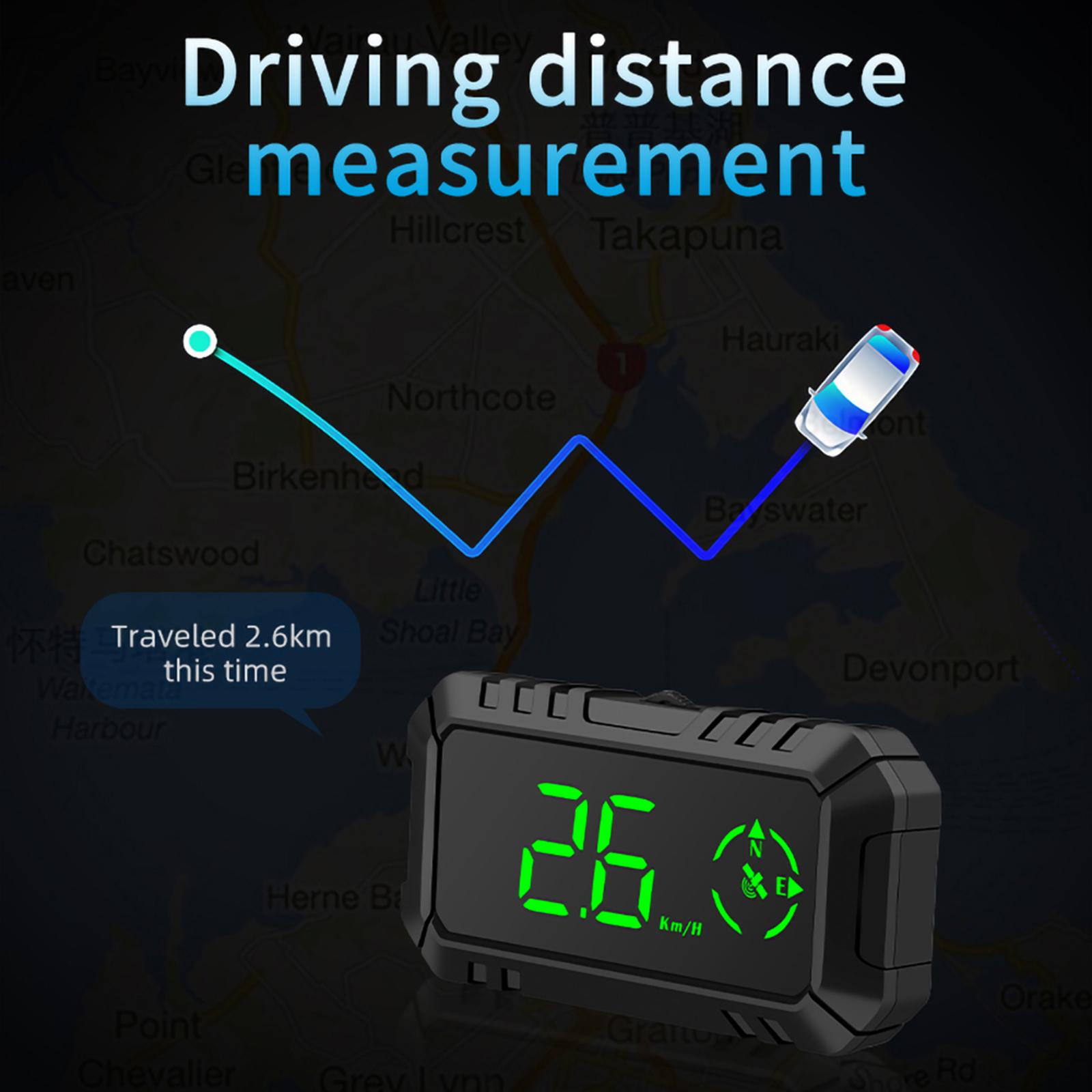 Car HUD Head up Display Speedometer Mileage Measurement GPS Course Digital Display Fatigue Alert Speed Trip Meter Fit for Truck