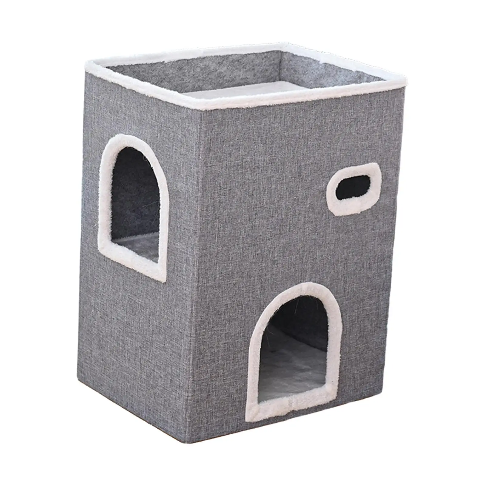 Foldable Cat Bed Condo Nest with Scratch Pad for Pet Supplies Playing Climb