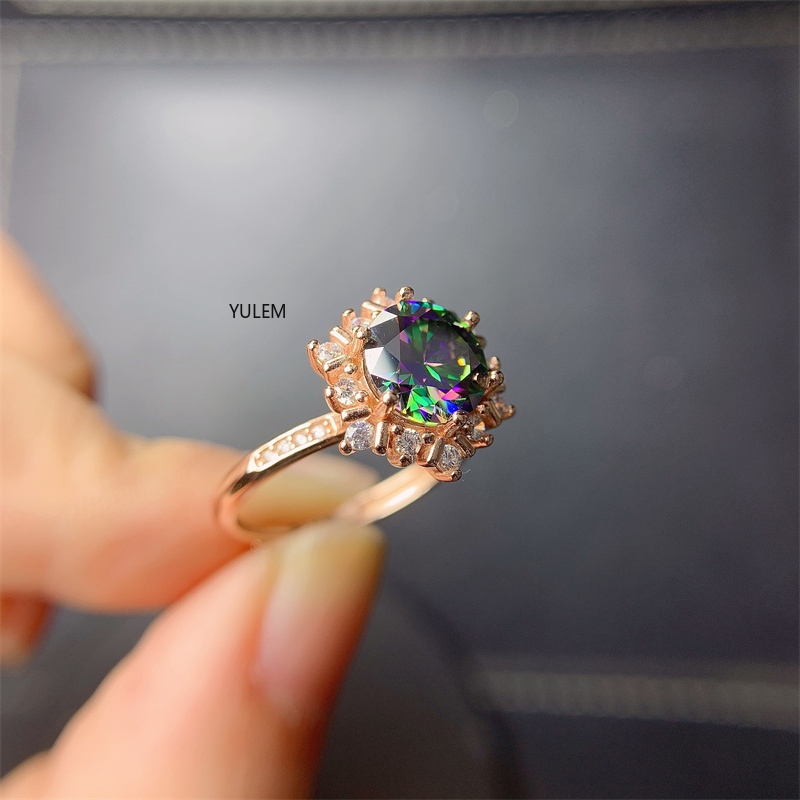 prata 925, 1ct, verde escuro, neve design,