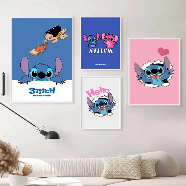 Disney Lilo & Stitch Pintura Em Tela Arte Da Parede Cartazes E Cópias  Disney Desenhos Animados Imagens Para O Quarto Do Miúdo Decoração De Casa -  Pintura E Caligrafia - AliExpress