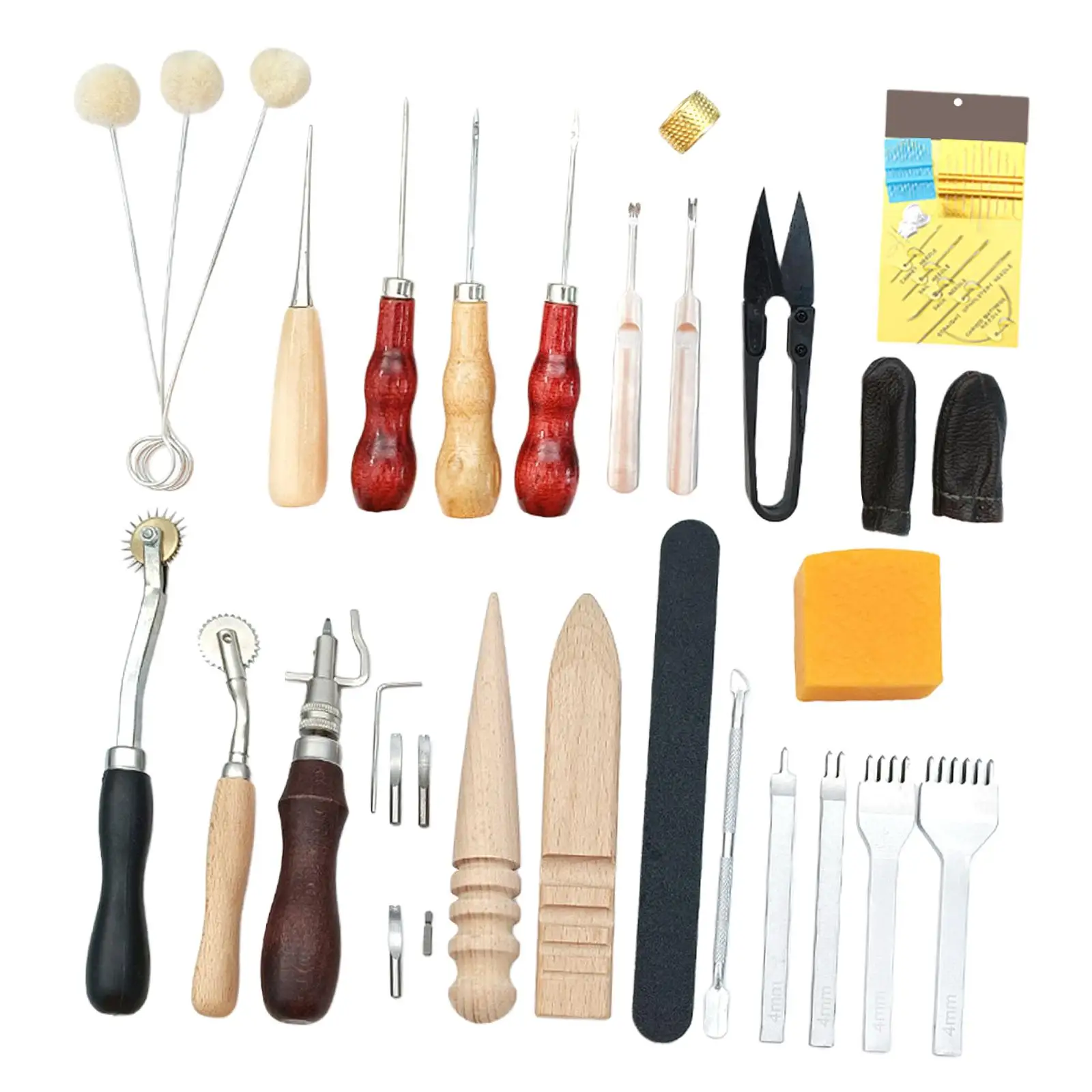 Leathercraft Tool Sets With Hand Sewing Stitching Punch Carving Tools And Other Leather Working Accessories