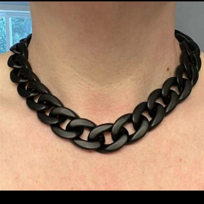 Einfache Halskette mattschwarze Kette Halskette übertreiben Hip Hop Punk kurze Accessoires für Frauen – Detail 3