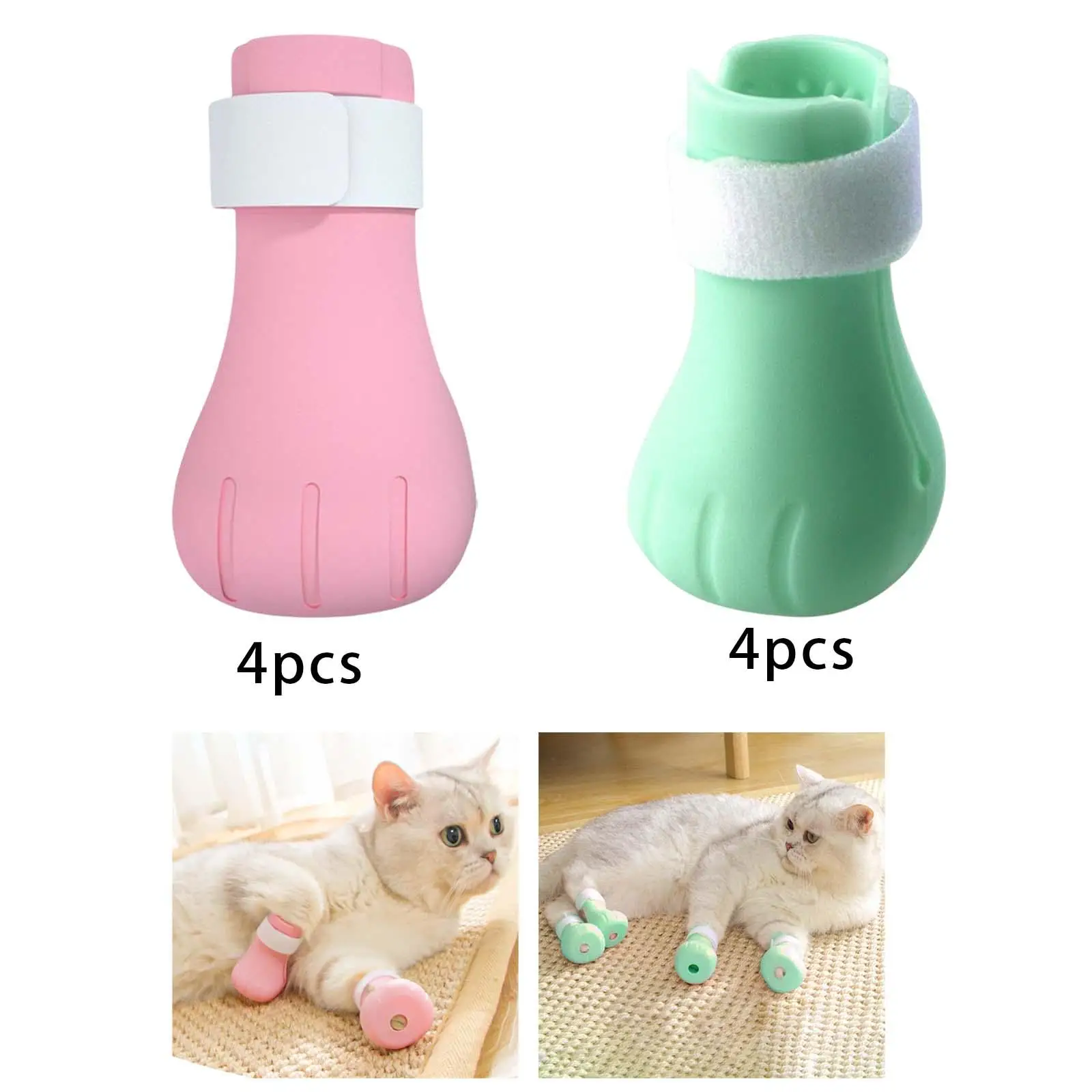 4Pieces Anti Scratch Cat Shoes Silicone Boots Cover, Silicone Gloves for Cat Claw, Used for Pet Grooming