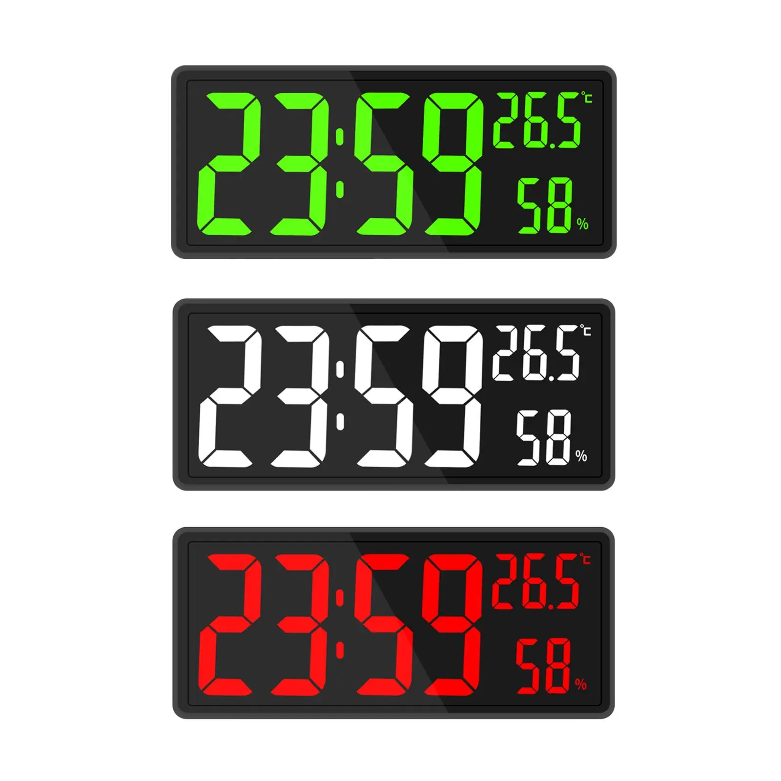 Large Digital Wall Clock with Indoor Temperature and Humidity for Office Gym