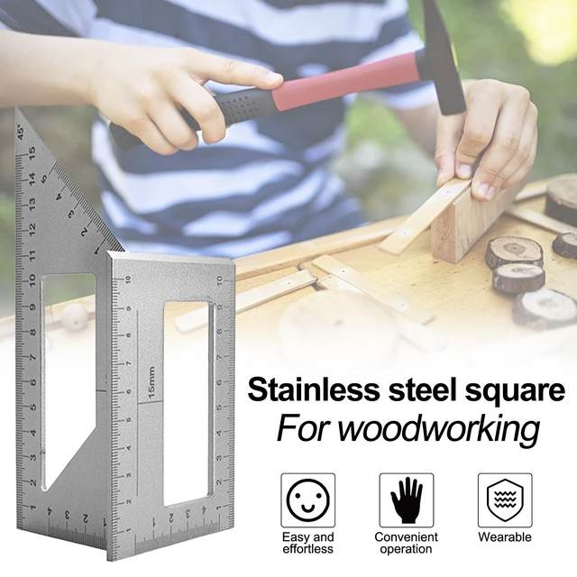 Multifunctional Angle Ruler Aluminum Alloy Silver Mark Rulers 45 90 135 Degree Square Ruler Vertical T Gauge Woodworking Tool