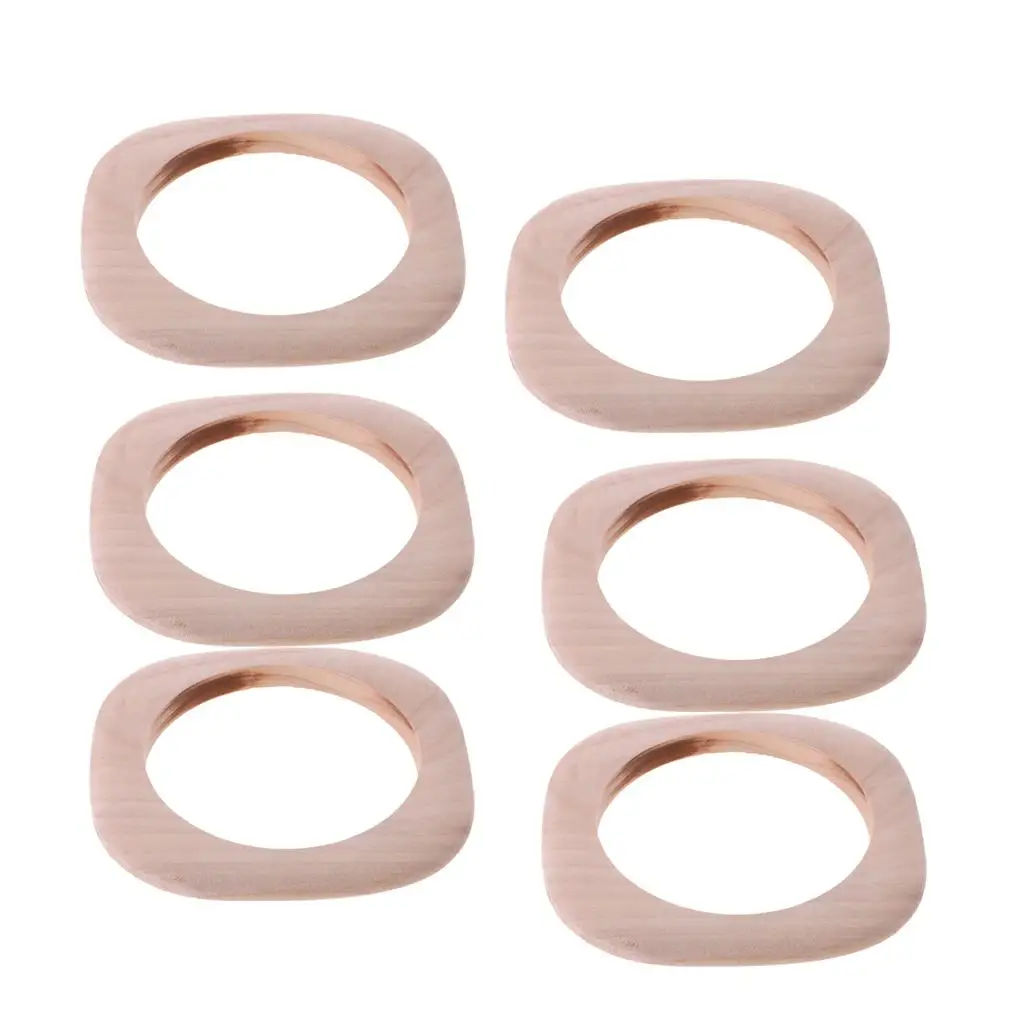 6 Pcs Wholesale  Set Square Unfinished Wood Bangle Bracelets DIY