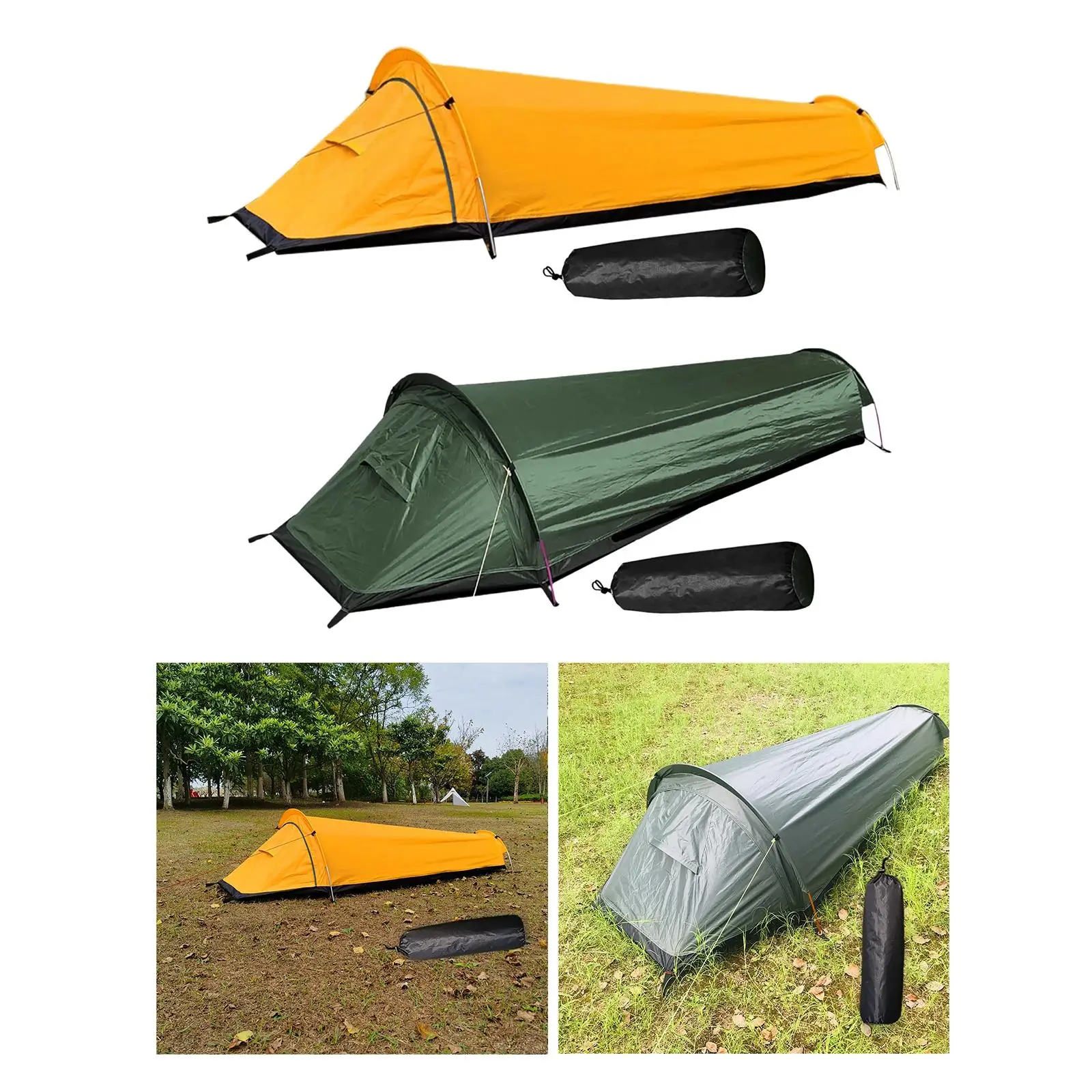 Portable Camping Tent Waterproof Single Person Easy Set up Bushcraft Shelter for All Seasons Backpacking Fishing Survival Beach