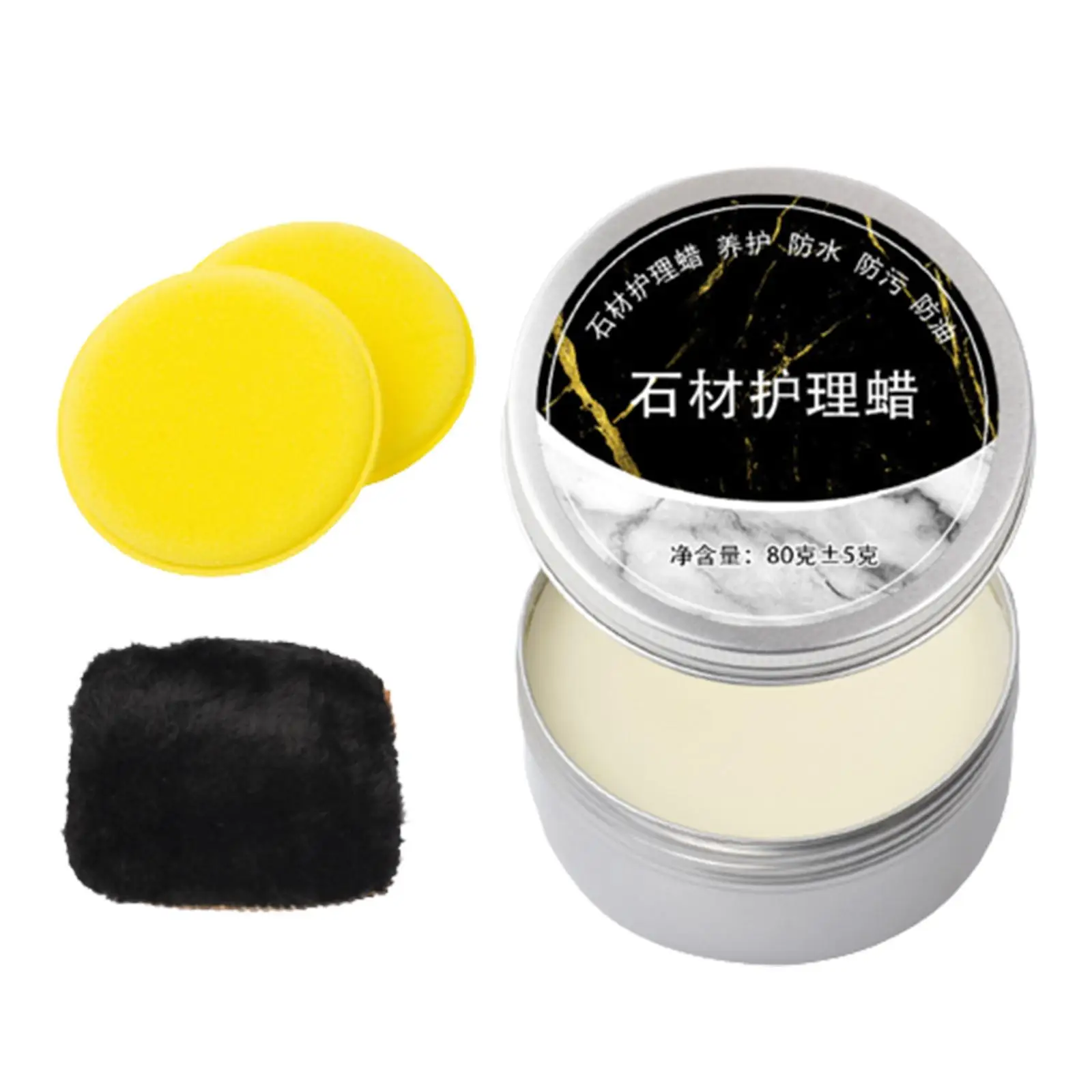 Beeswax Polish for Wood Furniture 80G Waterproof Home Cleaning Wood Seasoning Beewax for Marble Floors Chairs Kitchen Cabinets