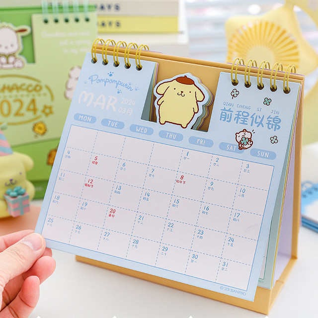 Calendário De Mesa Sanrio 2024 Anime Em Pé Flip Semanal Bloco De