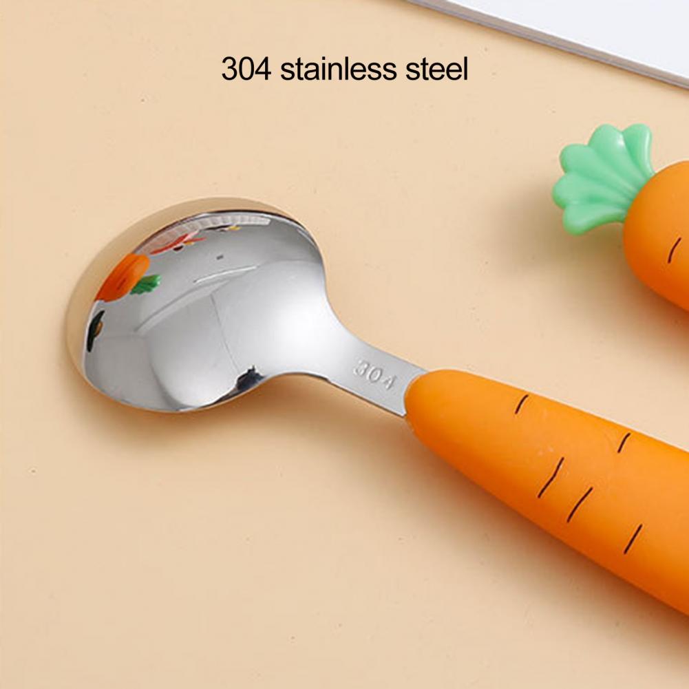 Cartoon Children Utensil Carrot Shape Baby Tableware Set Cute