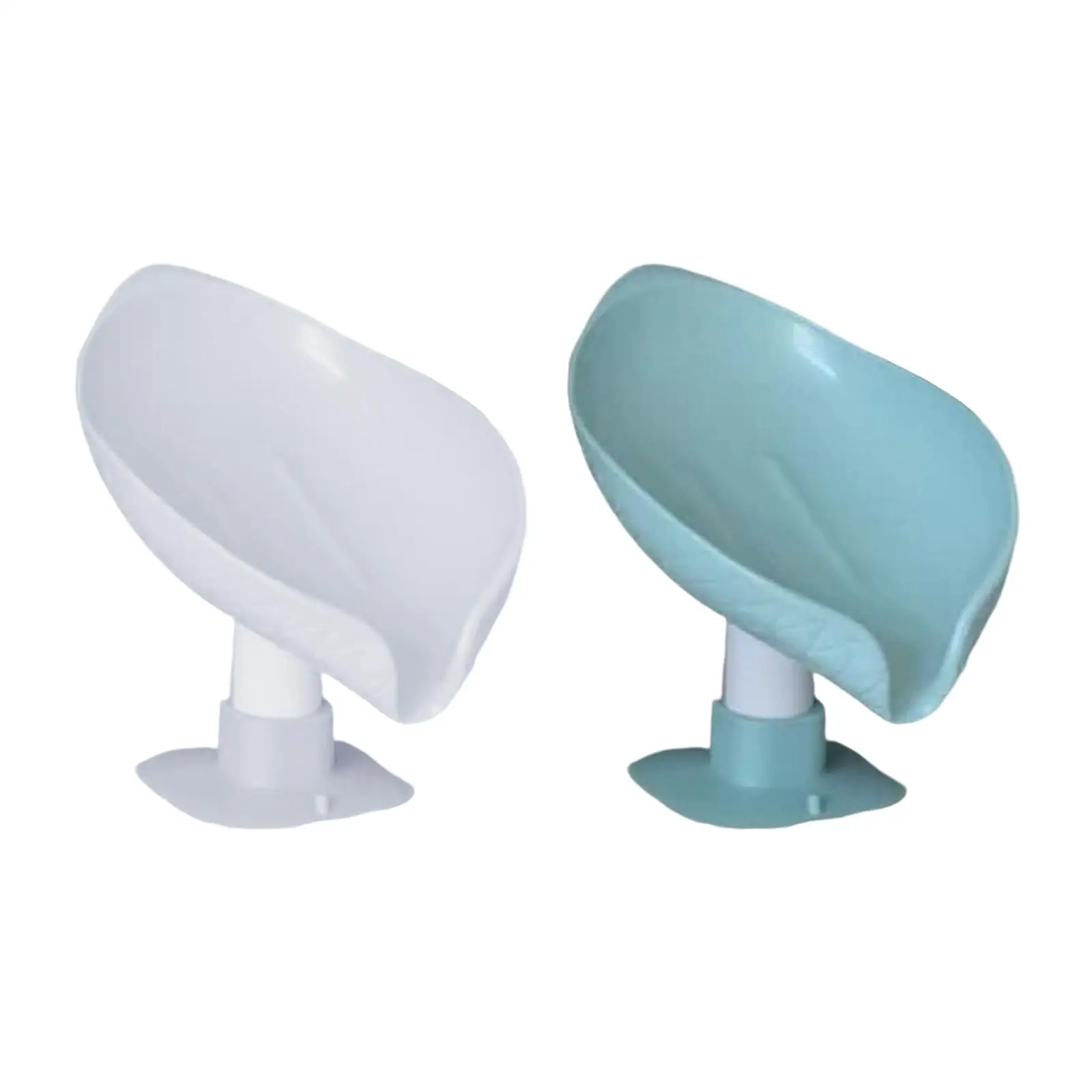 Self Draining Soap Dish with Suction Cup Soap Box Soap Container Leaf Shape Soap Saver Dish for Countertop bar Accessory