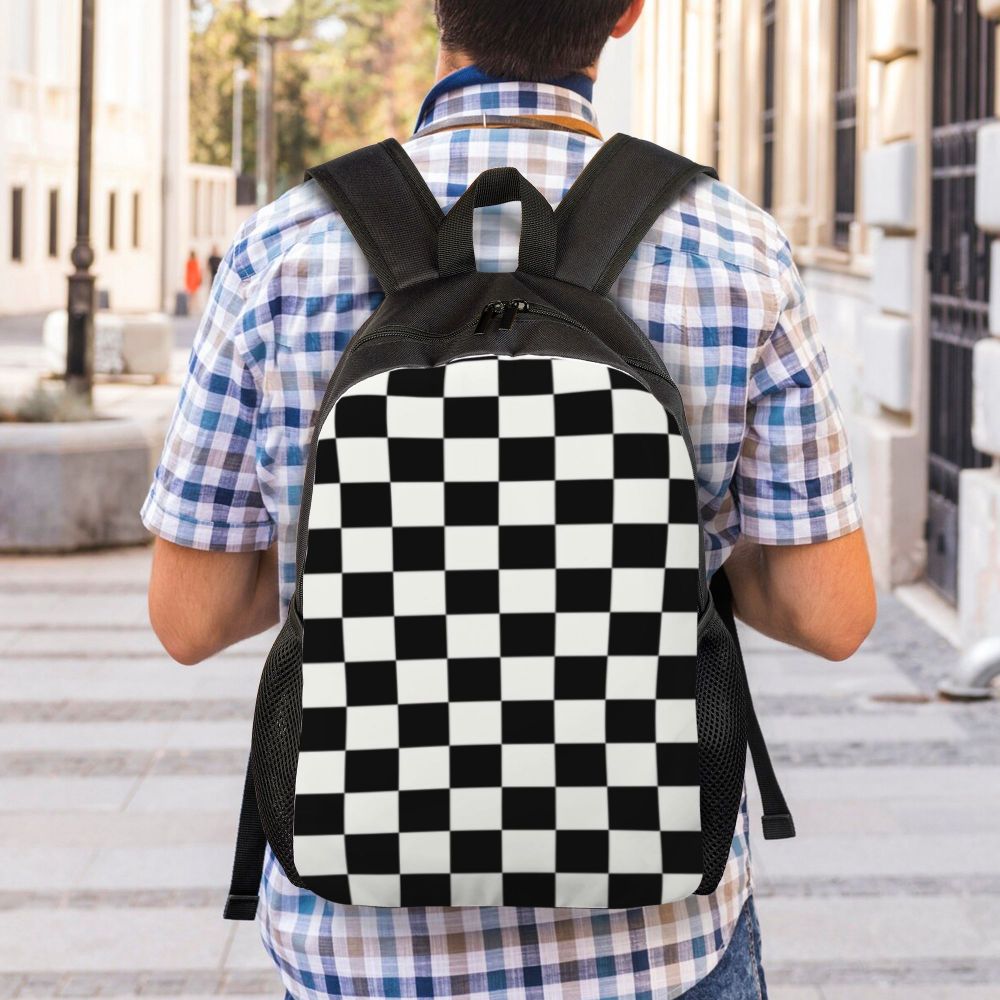 Chessboard Game Bolsas para homens e mulheres, Casual Bookbag, moda