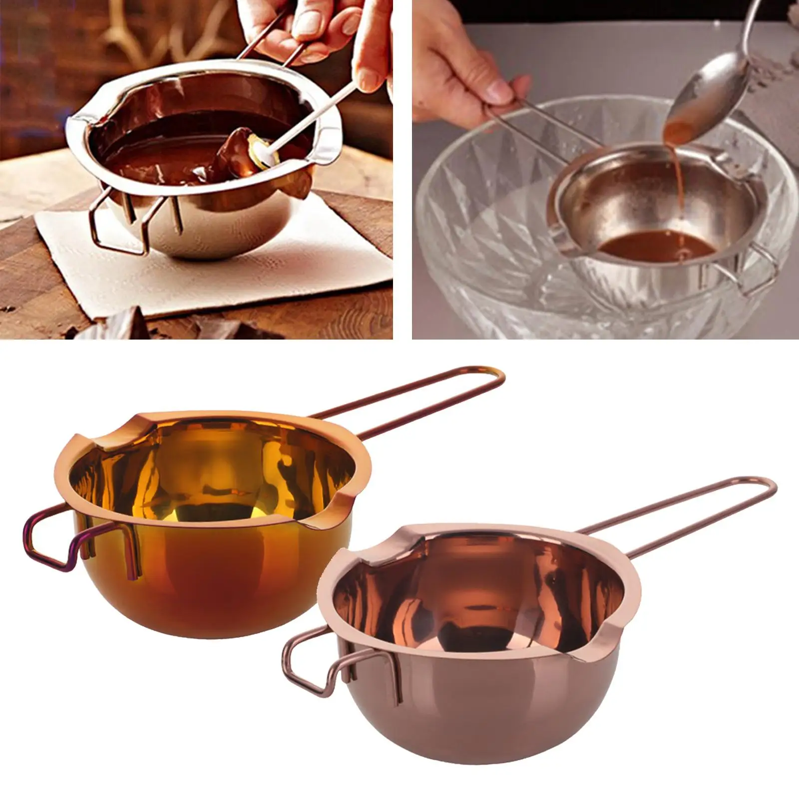 400ml Double Boiler Pot Melting Pot for Melting Chocolate, Candy, Candle ,Flat Bottom ,Long Handle-Protect Hands Durable Sturdy