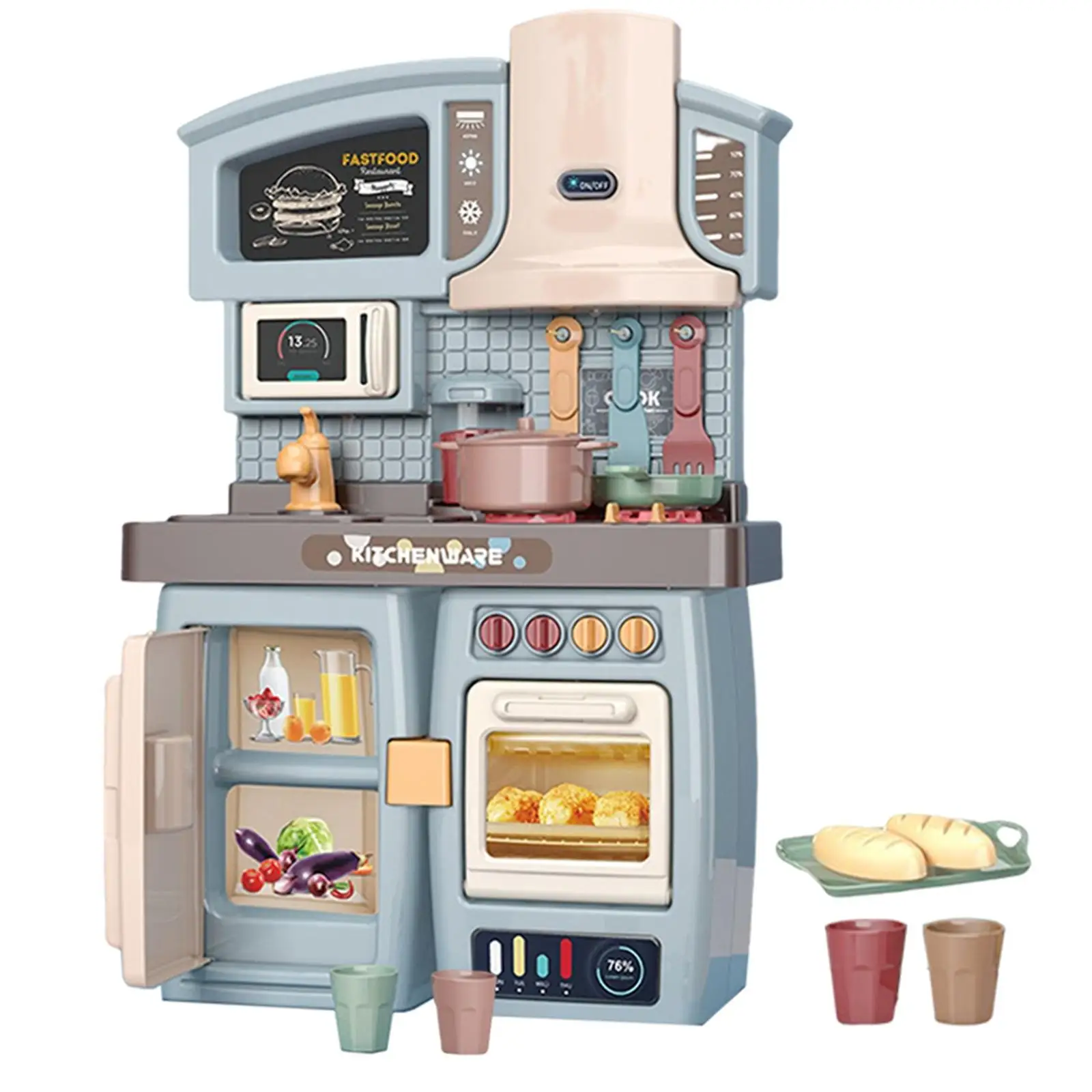Portable Kids Kitchen Playset Simulation Educational Cooking Realistic Toys Play Kitchen Set for Birthday Cooking Game New Year