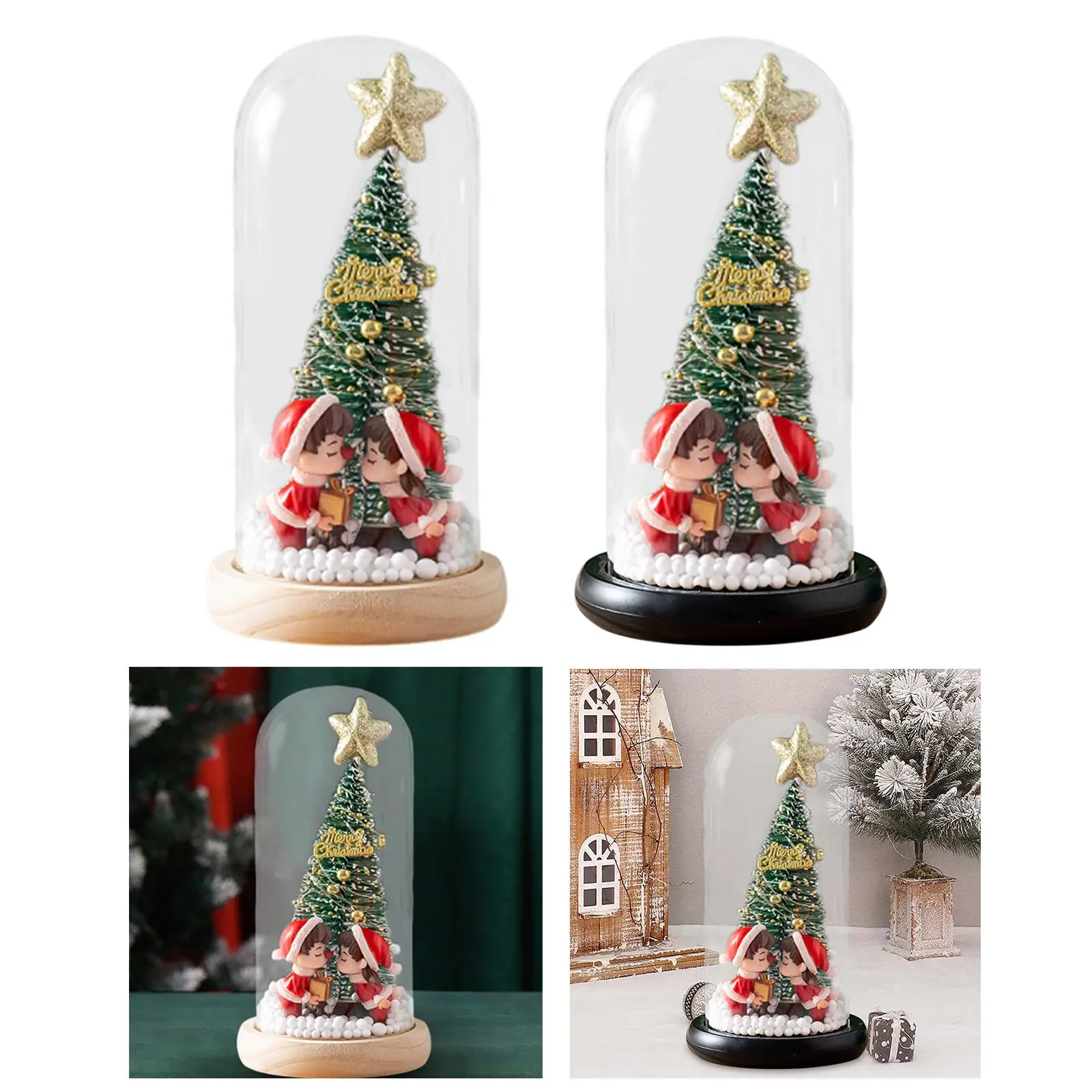 Tabletop Mini Christmas Tree with LED Small Simulation Christmas Ornament Crafts for Party Supplies Office Holiday Desktop Gifts