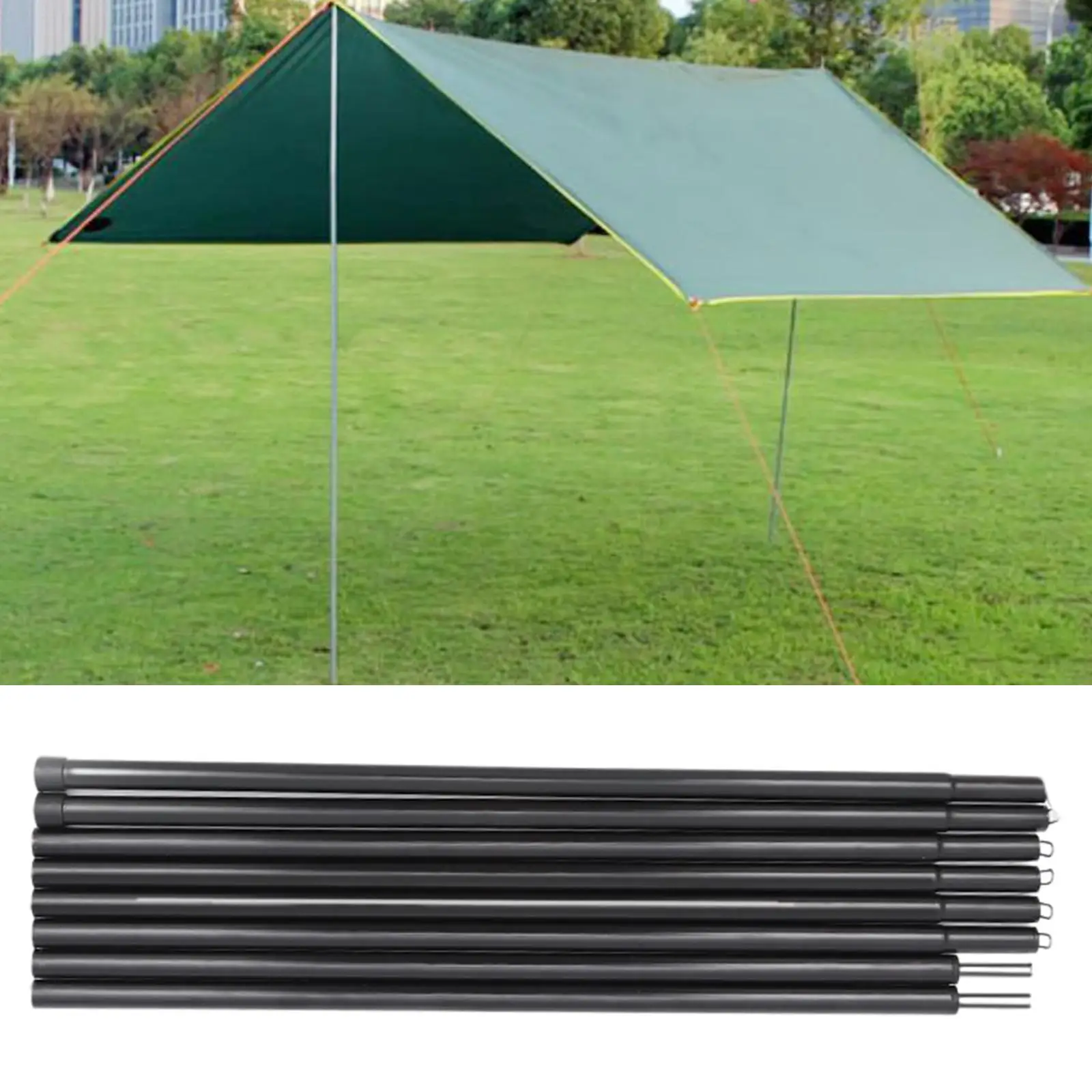 Tent Support Rod Extendable Heat Resisting Canopy Pole Set for Hiking Tarp Awning
